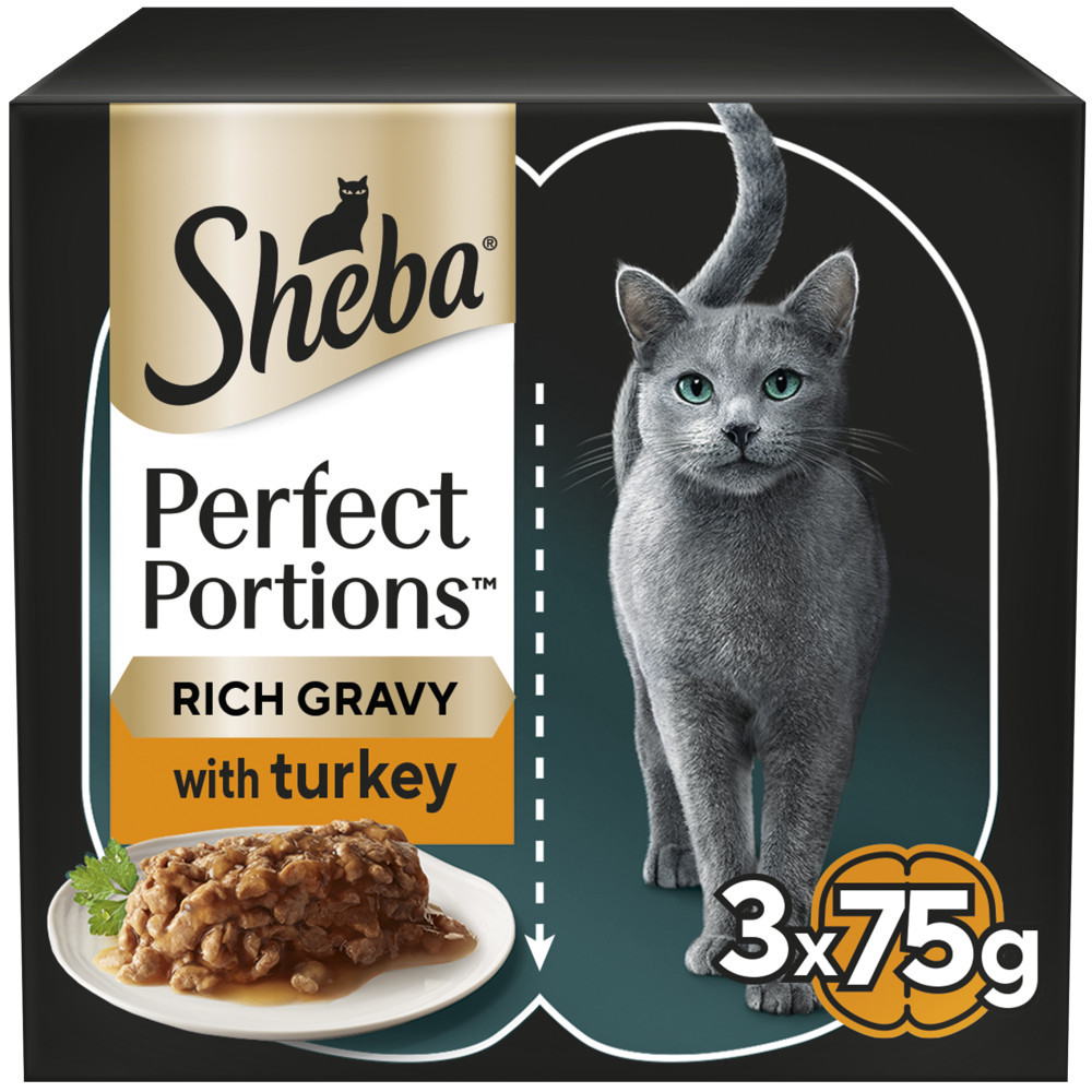 TEMU 37.5g Sheba Perfect Luxury Adult Wet Cat Food Tray Turkey In Gravy (2 X 48 Pack)