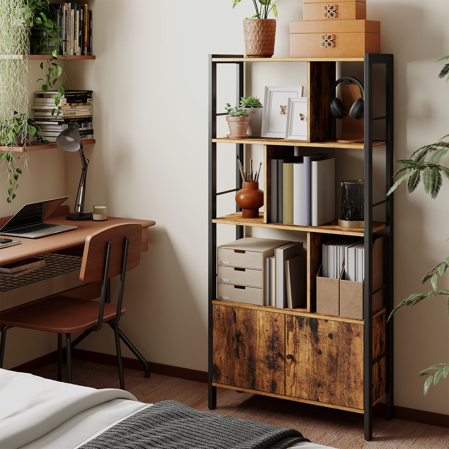 Image of Bookshelf, 4 Open Shelf Levels, Bookcase, , Shelf, Floor-standing Shelf, Kitchen, Office