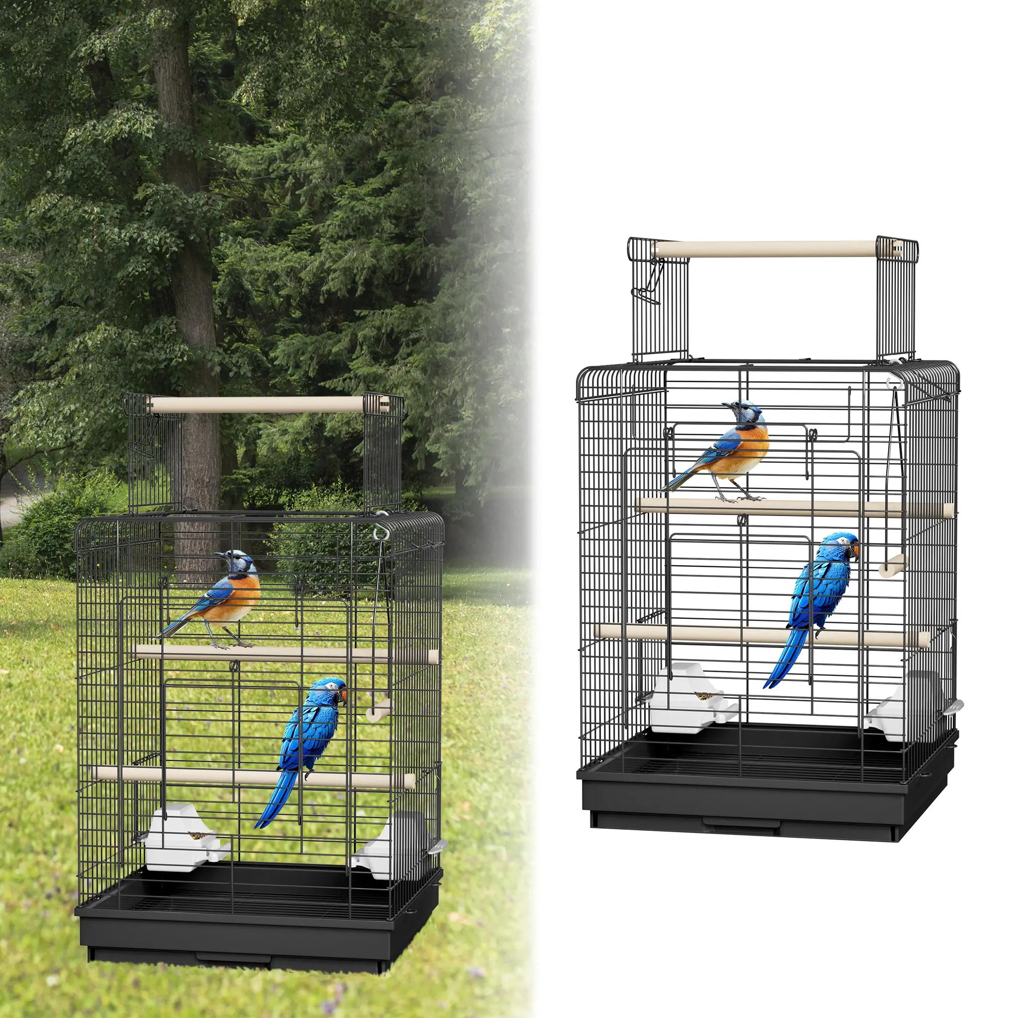 TEMU Parrot Cage Bird Aviary Bird Cage Bird House Cage Aviary Canary Bird Cage Black 40x40x72cm (with Open Roof)