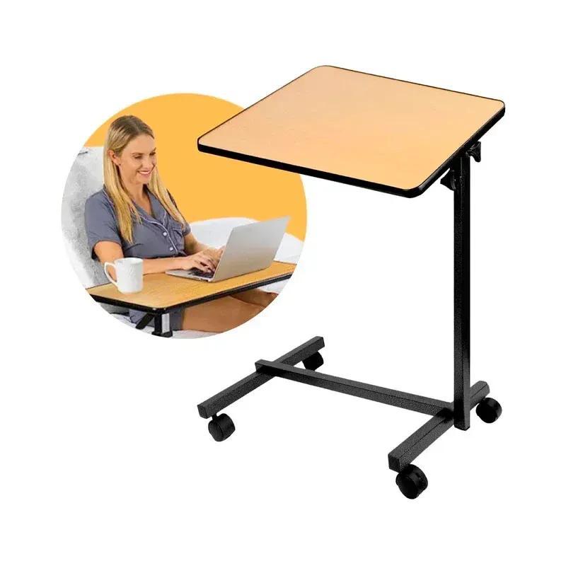 TEMU Mesa Auxiliar Plegable Regulable - Tablero Abatible 90°, Altura Ajustable, Tablero con , 4 Ruedas con Freno, Da Estabilidad y Seguridad, Fácil