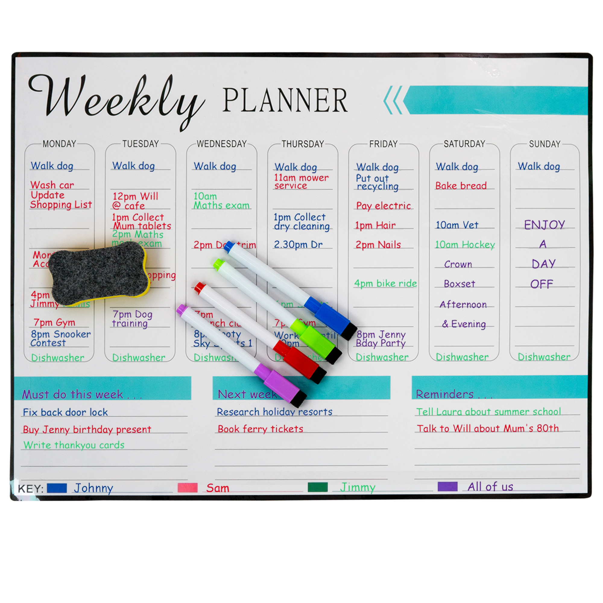 TEMU Tanness Weekly Planner Magnetic Whiteboard With 4 Pens & 1 Rubber | Magnetic Wall Planner | Fridge Calendar Whiteboard Aesthetic Stuff For Daily