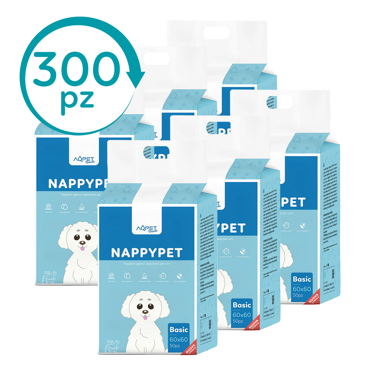 TEMU AQPET FRIENDS Tappetini Igienici per Cani 60x60 cm �� Con Polimeri Super Assorbenti, Impermeabile e Adesivi Antiscivolo, Ideali per Cuccioli e