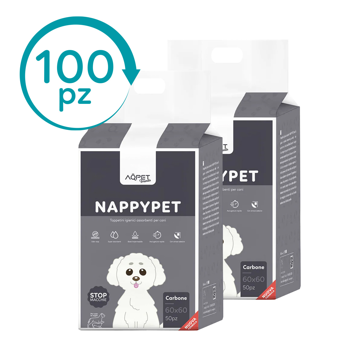 TEMU AQPET FRIENDS Tappetini Igienici Attivo per Cani 60x60 cm �� Super Assorbenti, Anti-Odore, Impermeabile e Adesivi Antiscivolo , Confezione