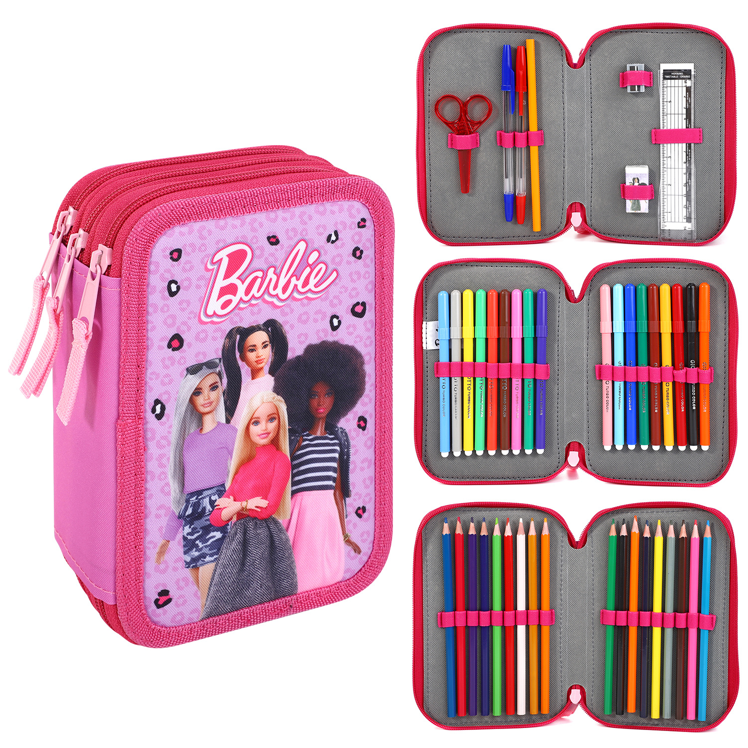 TEMU 3 Tier Large Pencil Case Multi Compartment School Supplies Stationery Colouring Pens Pencils Sets