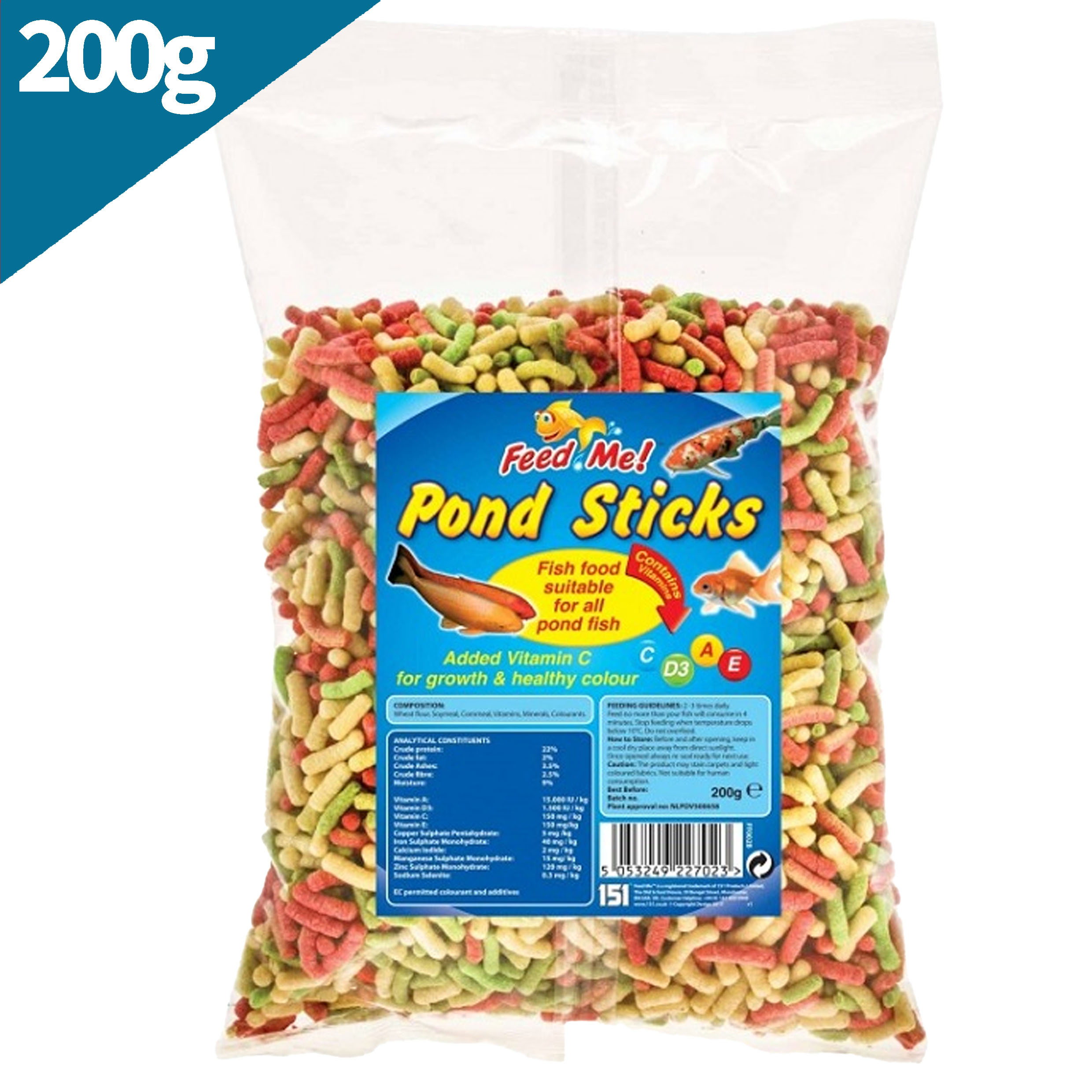 TEMU Fish Pond Food Sticks 200g – Floating Nutrition All Pond Fish, Promotes Active Feeding And Vibrant Appearance