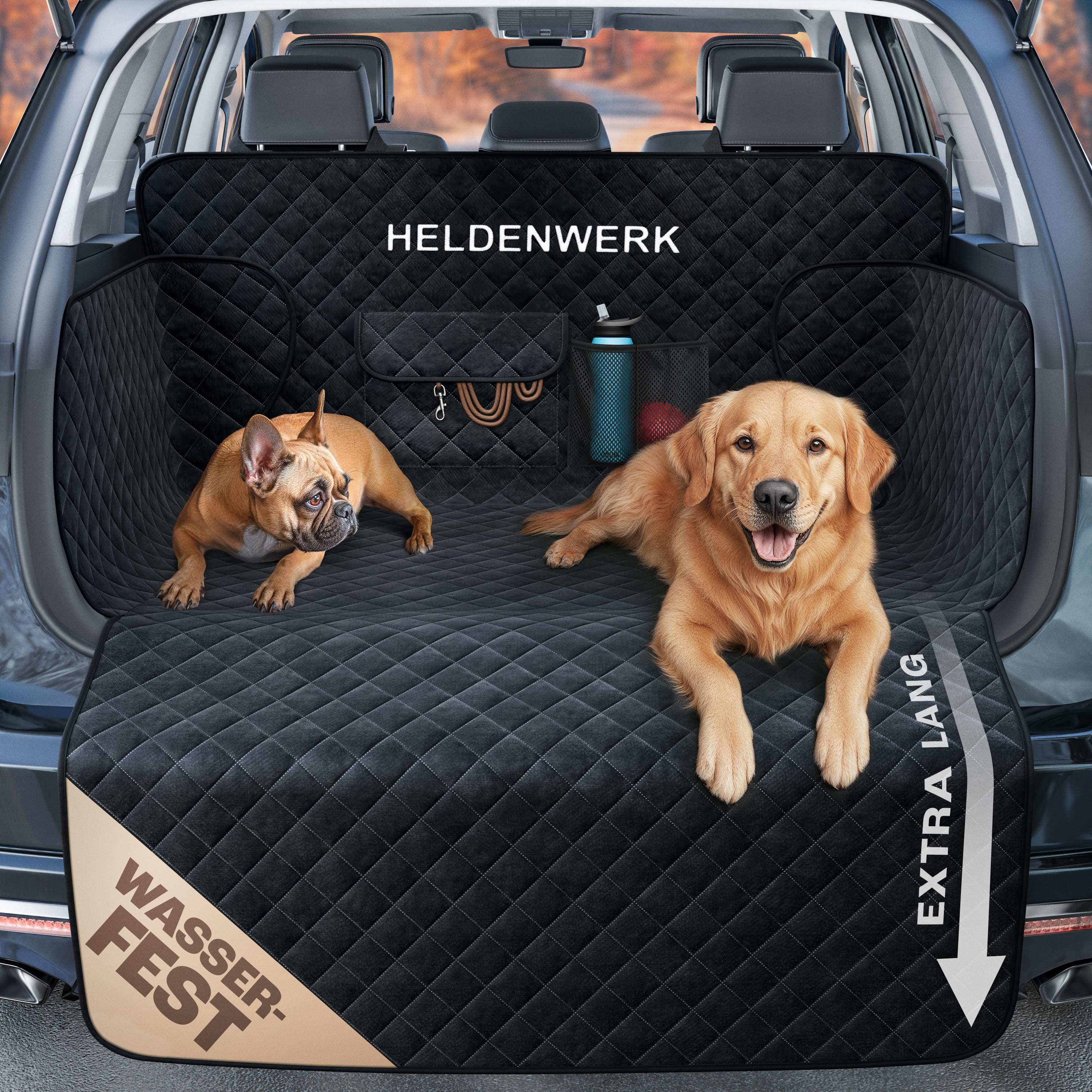 E-shop Premium Kofferraumschutz Hund mit Seitenschutz & Ladekantenschutz – Rutschfest, Wasserfest & Kratzfest – Universale Kofferraum Schutzmatte für
