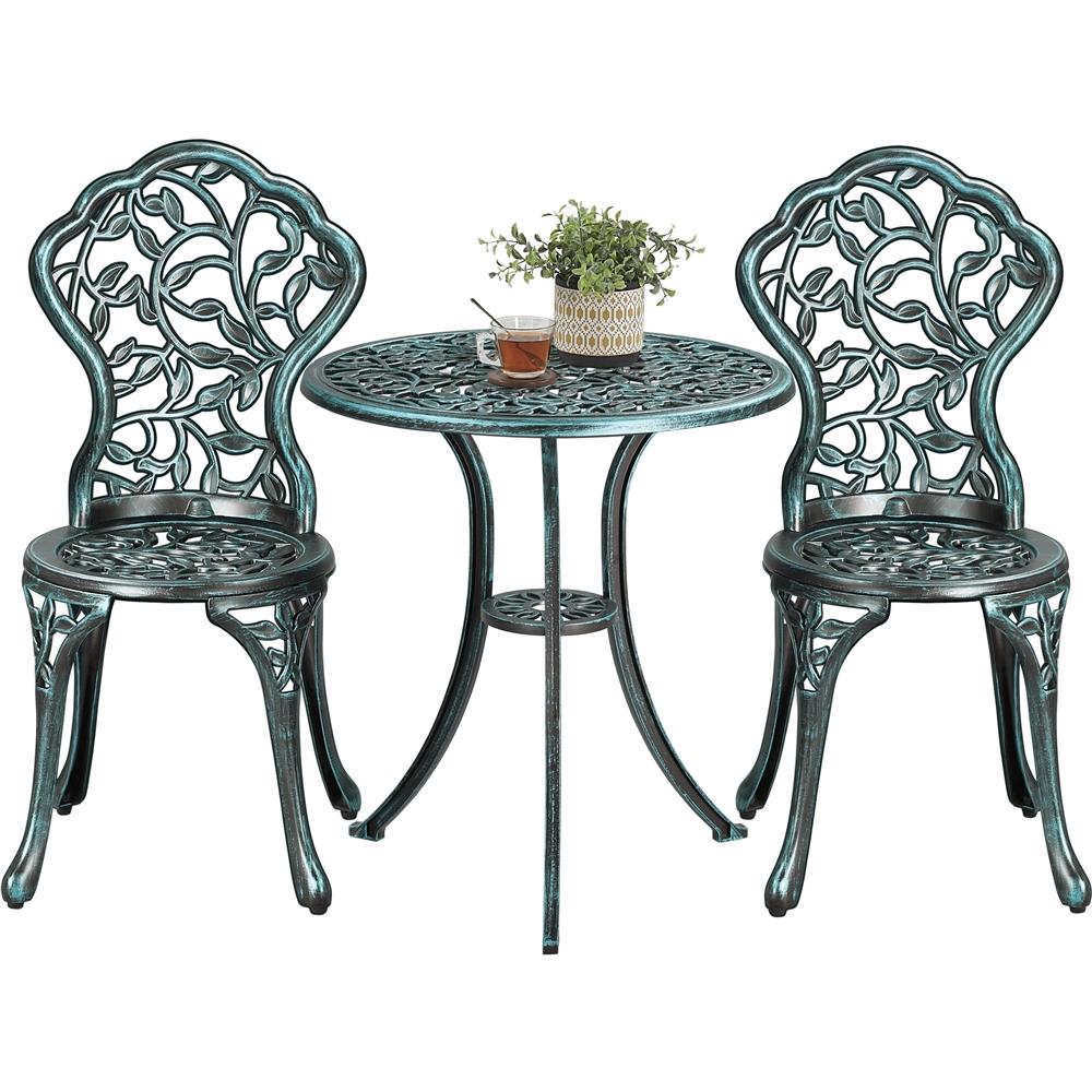 Image of Costoffs 3-piece Bistro Set With Metal Seating Group & Garden Furniture Set, 2 Chairs, Garden Furniture For 2 People, Balcony Furniture