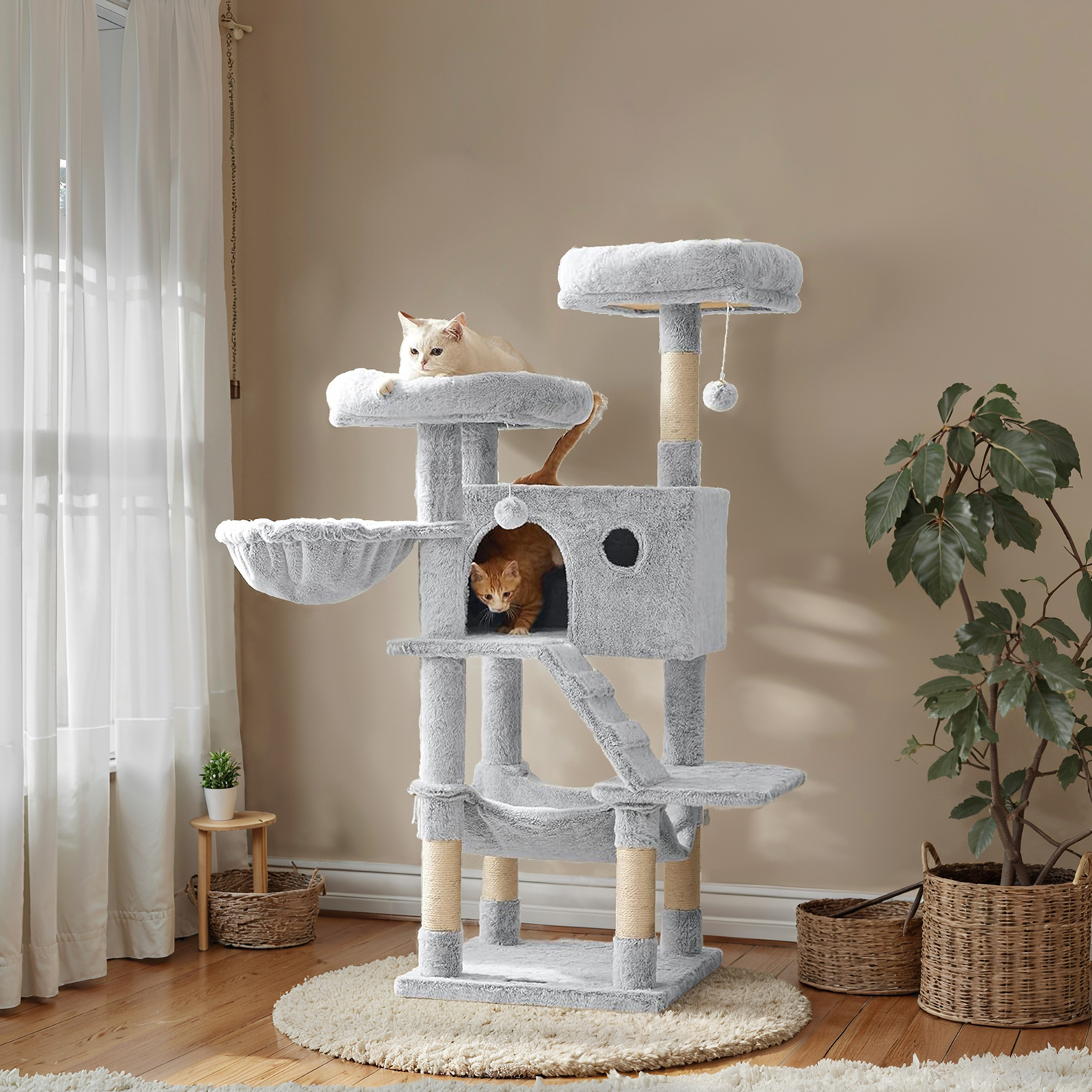 Scratching Tree Large, Tree With Soft Padding, Scratching Tree For Large Cats, With Cave