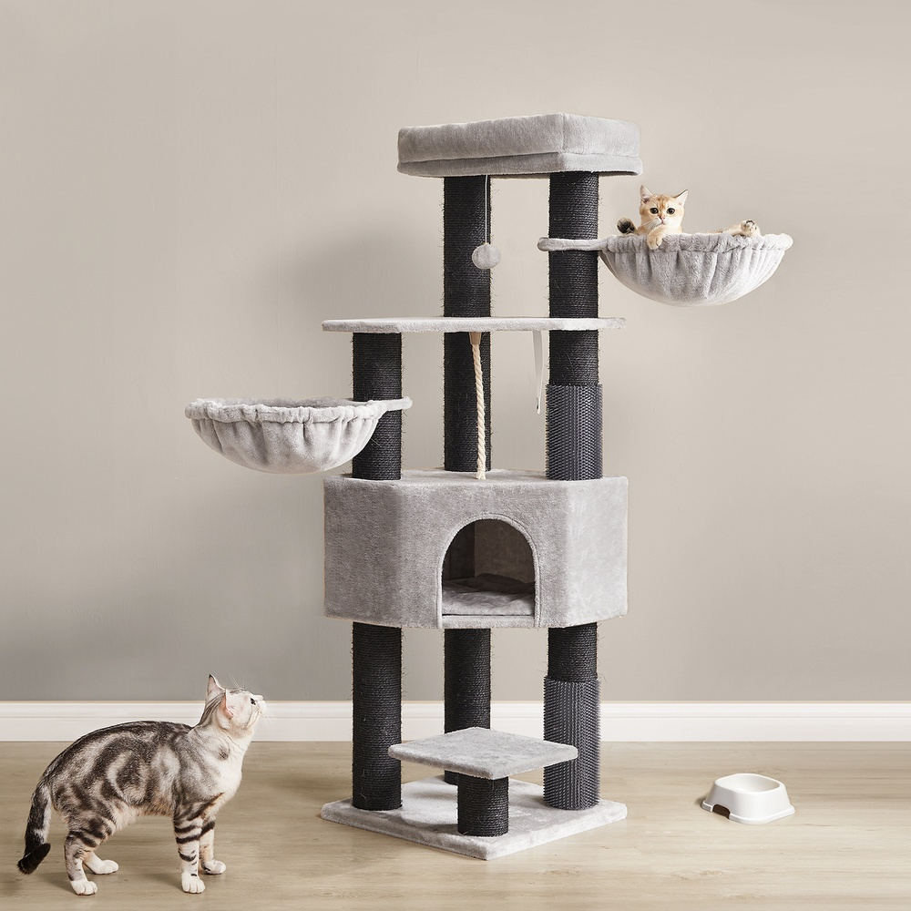 TEMU 160 Cm Scratching Post, Multi-level Plush Cat Tower With Scratching Posts, Perches, Cat Cave, Hammocks, Perfect For Kittens And Cats To Play And