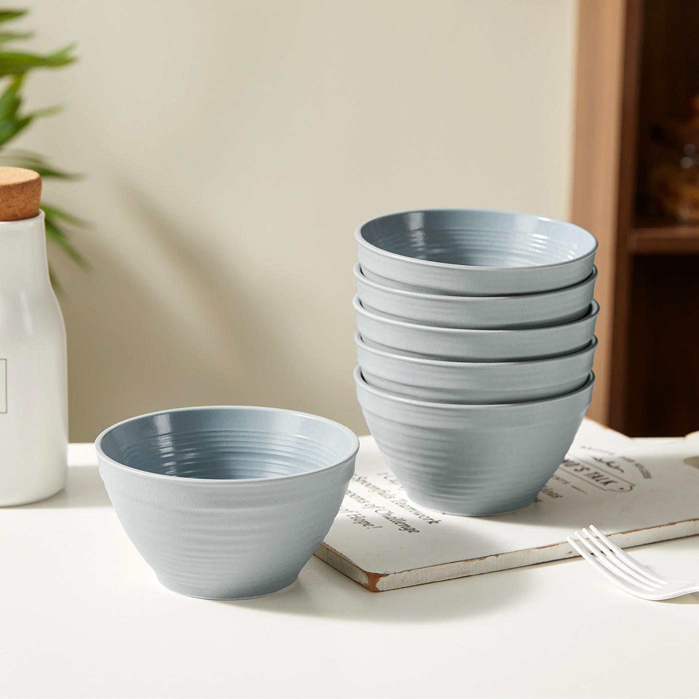 TEMU Juego de 6 piezas, Ø11.8 cm, 4.5 pulgadas, cuencos de cerámica: cuenco para , cuenco para ensalada, cuenco para verduras, cuenco para , cuenco