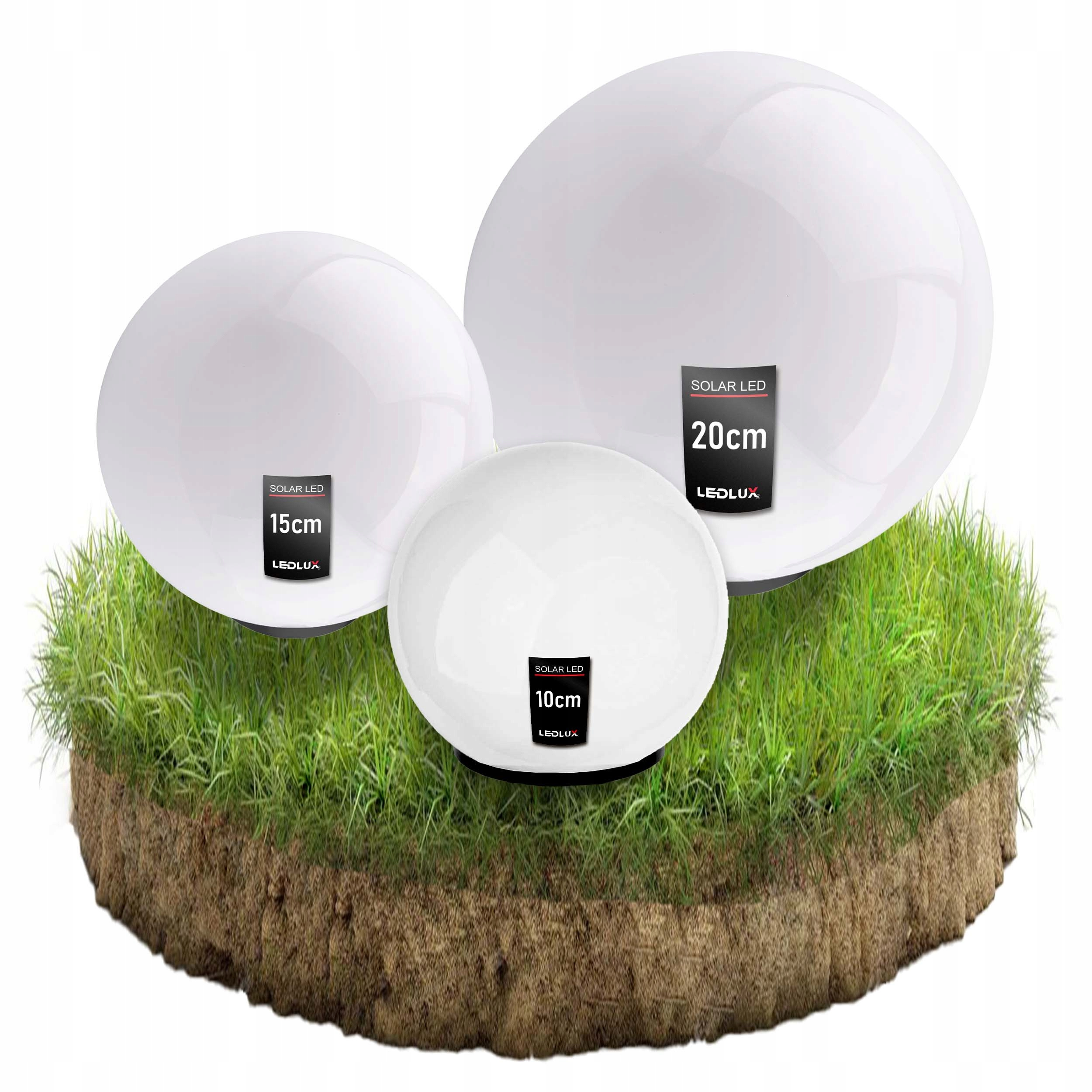 zdjęcie przedmiotu zestaw lampa solarna ogrodowa biała kula led wbijana 10/15/20cm doskonała do oświetlenia ogrodu tarasu i podjazdu ekologiczne oświetlenie zasilane energą słoneczną nowoczesny design długa żywotność łatwa instalacja bezprzewodowa wysoka jakość i odporność na warunki atmosferyczne