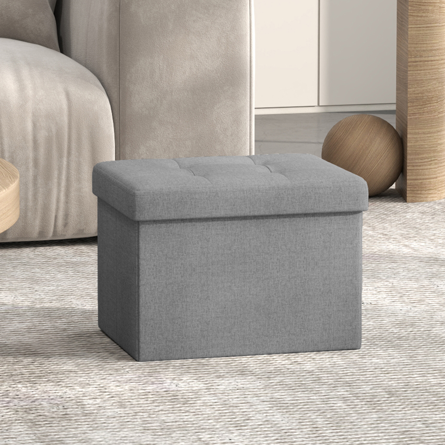 Image of 30 X 30 Cm Footstool, Supports Up To 130 Kg, Small Folding Bench, Stool With Storage Space, Storage Box, For Living Room, Bedroom, Dormitory