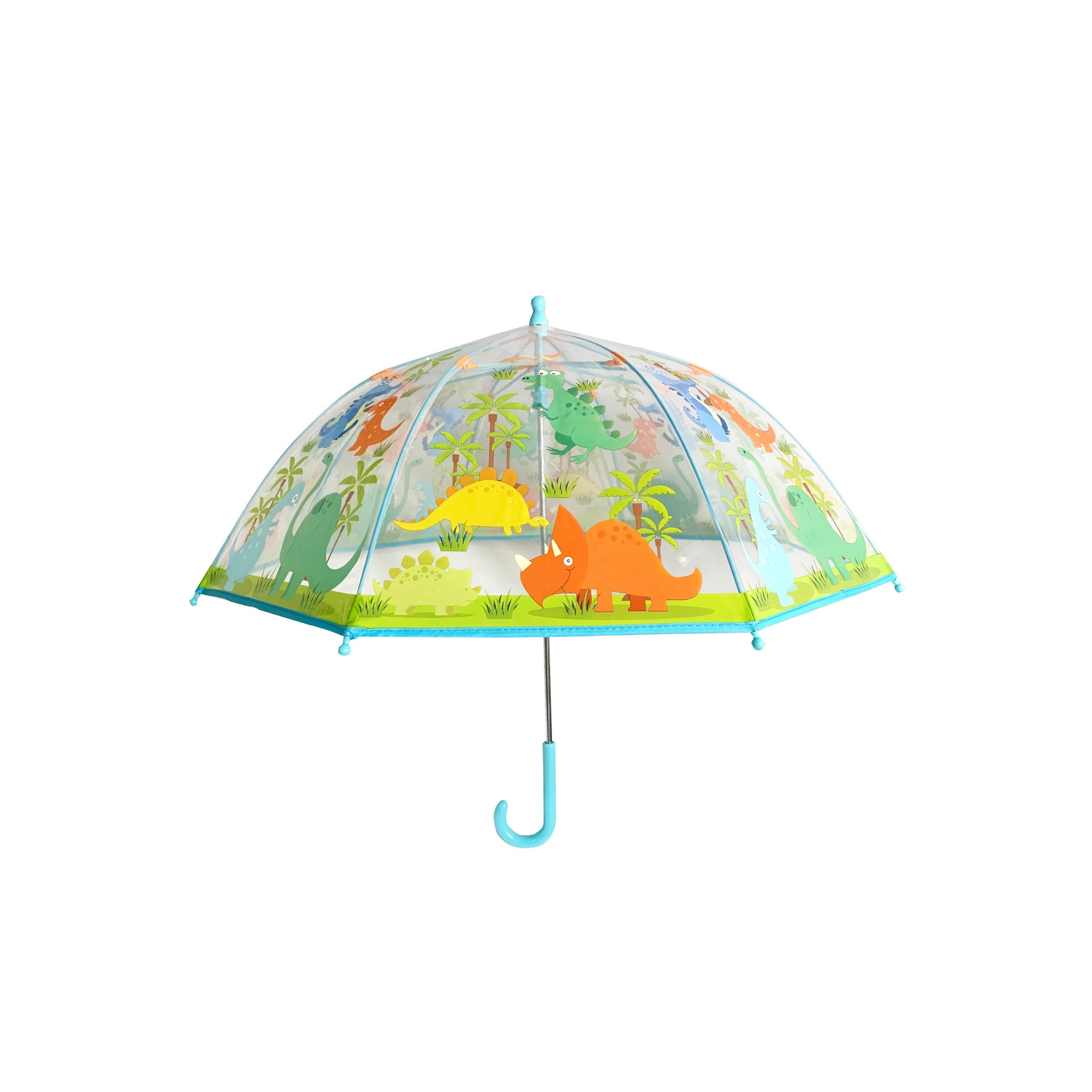 Image of Children's Umbrella With Dinosaur Motif, Transparent, Manual, 73 Cm Lightweight Stable Gift For Boys And Girls