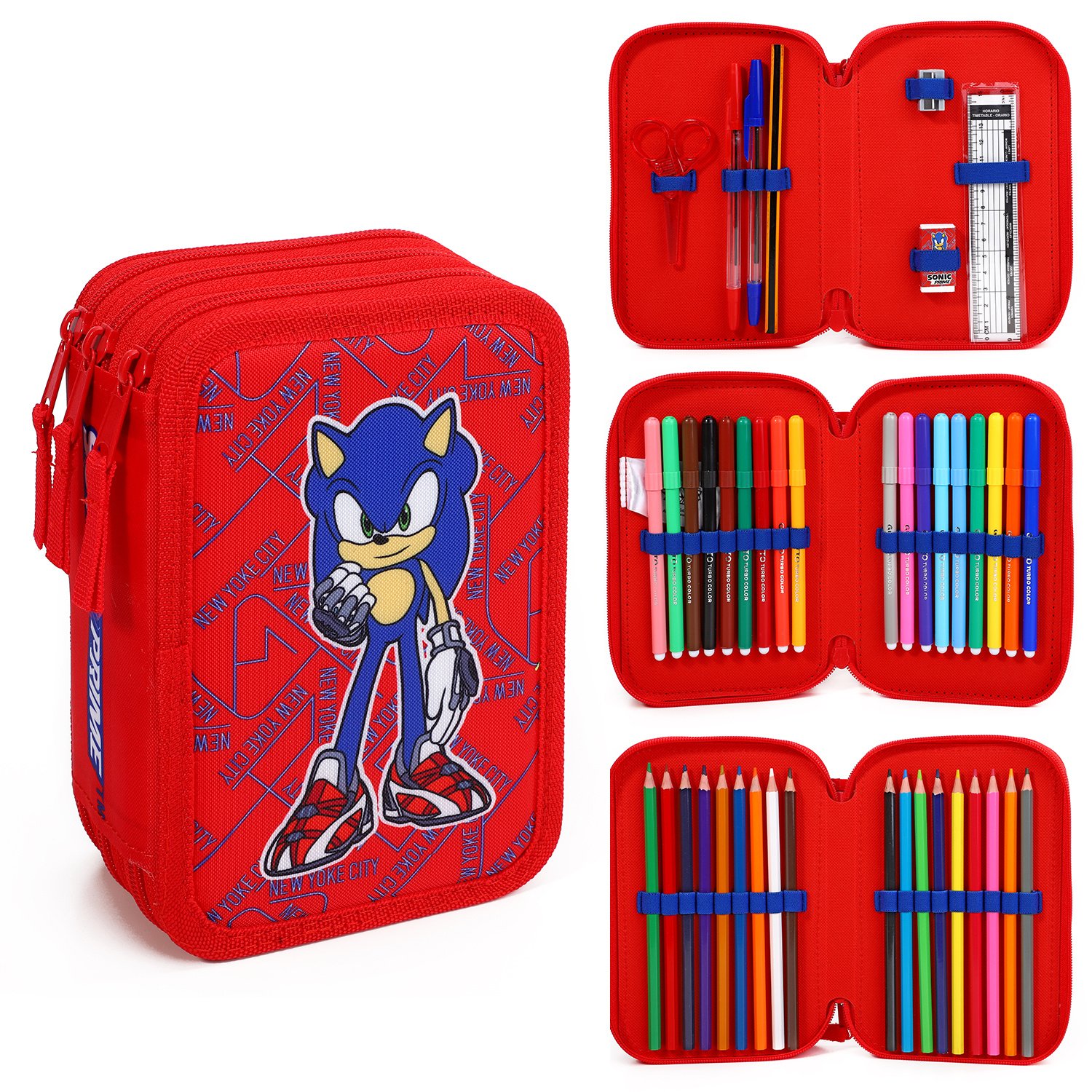 TEMU 3 Tier Large Pencil Case Multi Compartment School Supplies Stationery Colouring Pens Pencils Sets