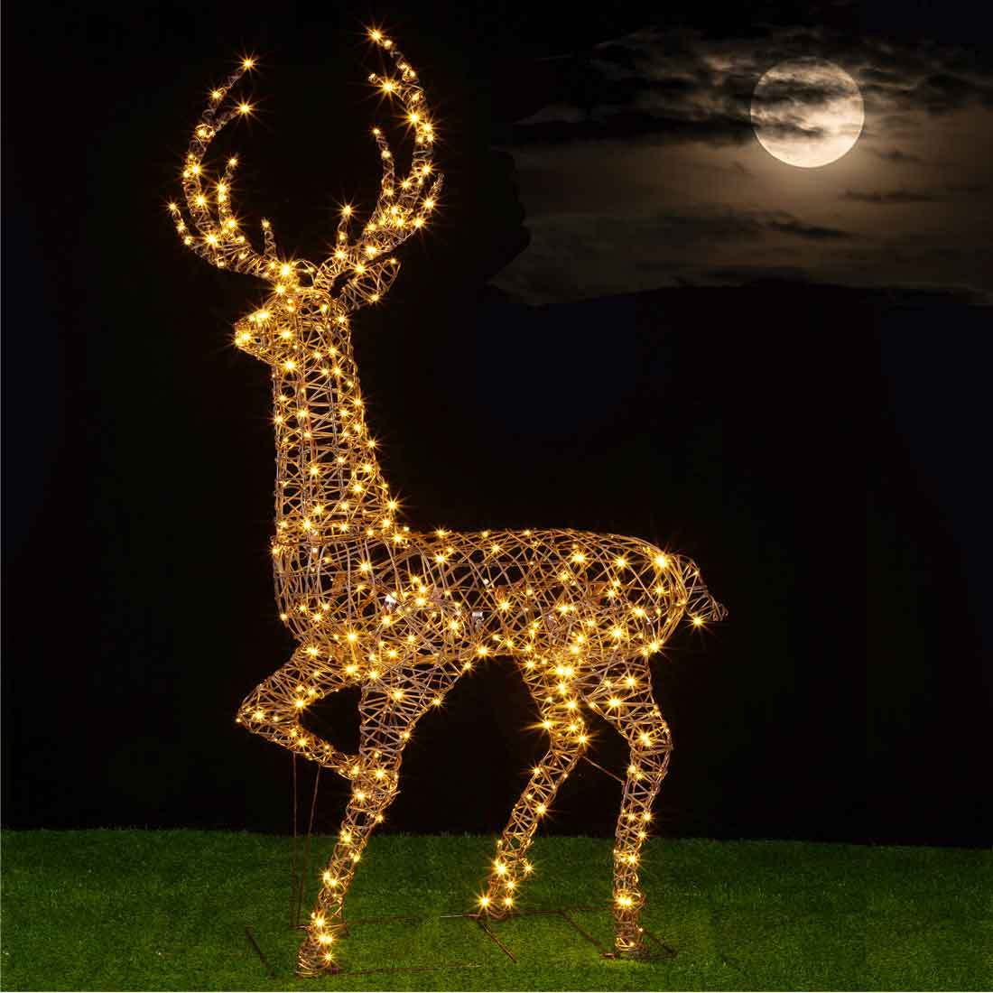 TEMU BAKAJI Renna Natalizia XXL Luminosa Metallo e Rattan Addobbi per Arredo Esterno Risparmio Giardino Natale 400 Luci LED Caldo Cavo 8 mt con Timer