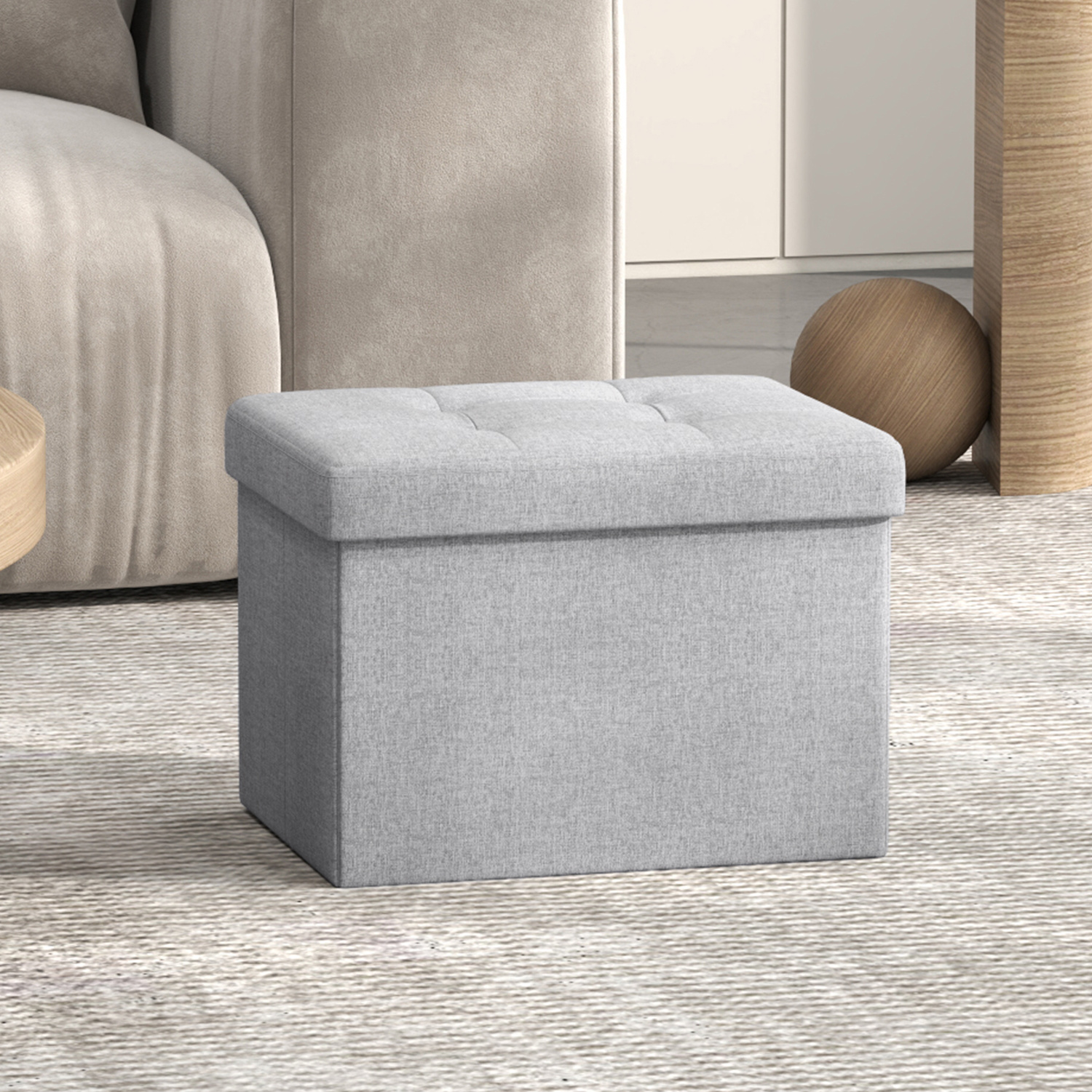 30 X 30 Cm Footstool, Supports Up To 130 Kg, Small Folding Bench, Stool With Storage Space, Storage Box, For Living Room, Bedroom, Dormitory
