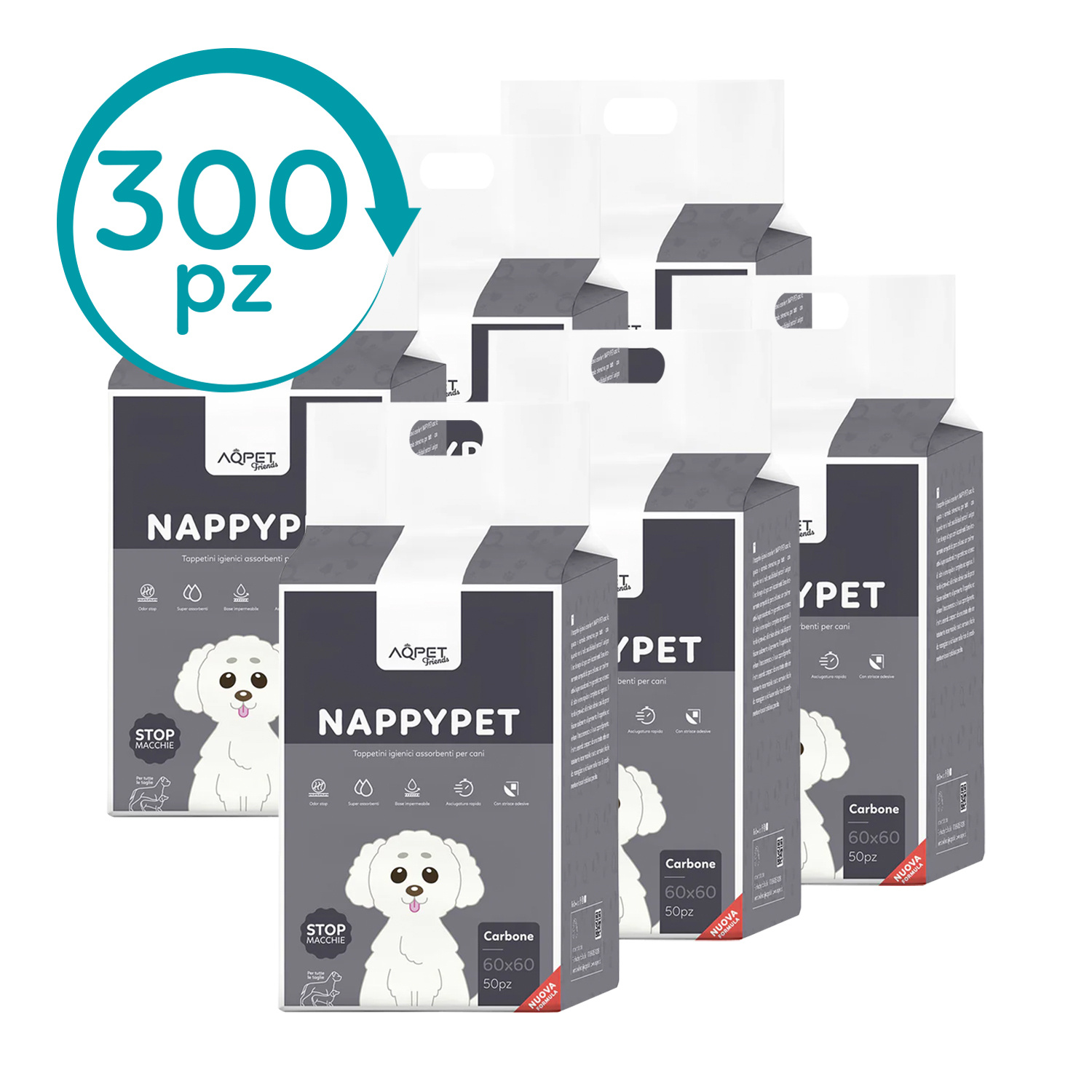 TEMU AQPET FRIENDS Tappetini Igienici Attivo per Cani 60x60 cm �� Super Assorbenti, Anti-Odore, Impermeabile e Adesivi Antiscivolo , Confezione