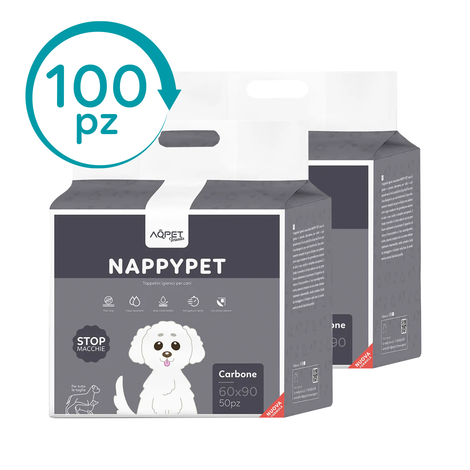 TEMU Aqpet Activated Charcoal Hygienic Pads For Dogs, 60x90 Cm – Super Absorbent, Odor-resistant, Waterproof Bottom, And Non-slip Adhesive