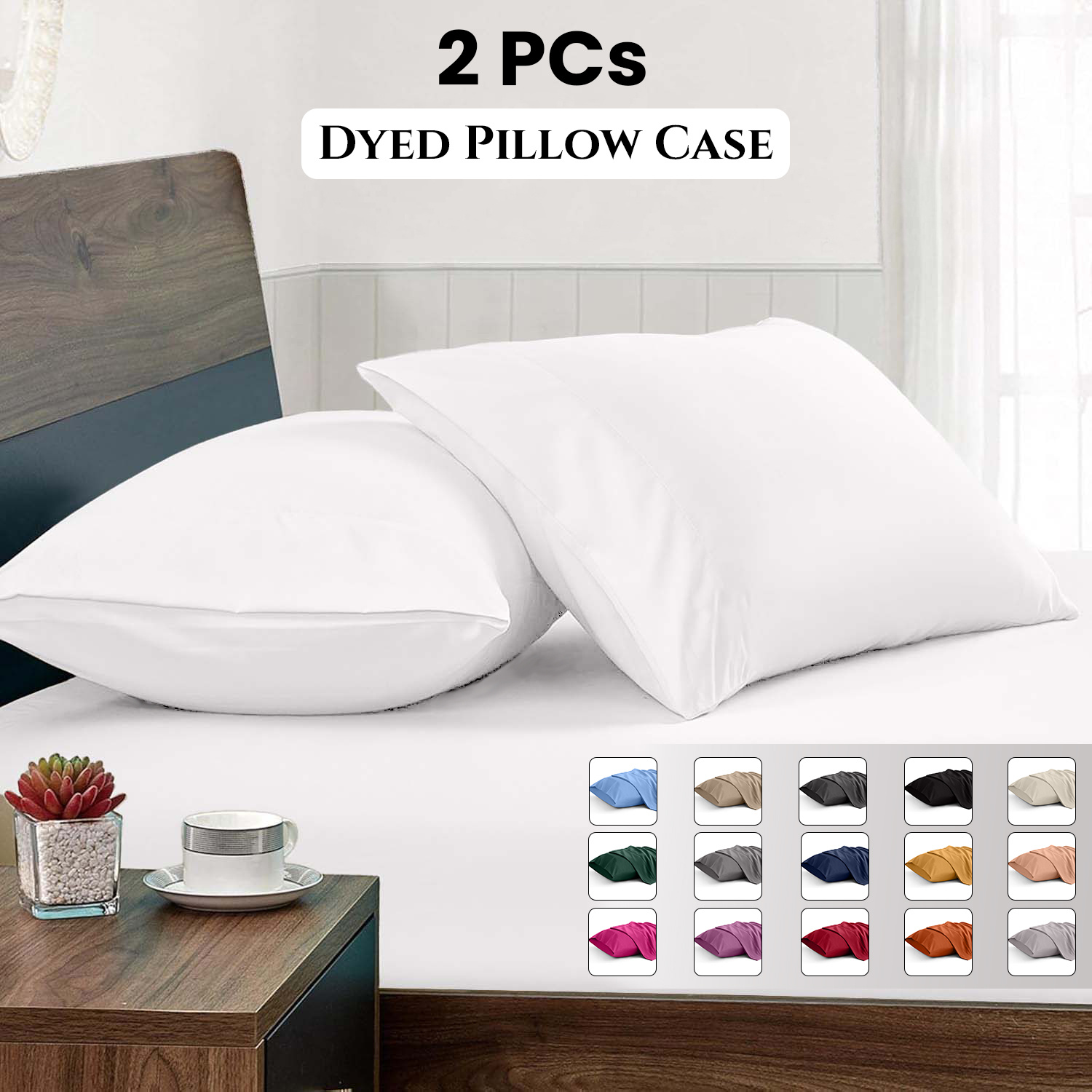 TEMU Pack Of 2 Plain Dyed Pillowcases, Ultra Soft & Breathable, Solid Color Pillow Covers, Envelope Closure, Fade Resistant, Machine Washable, High