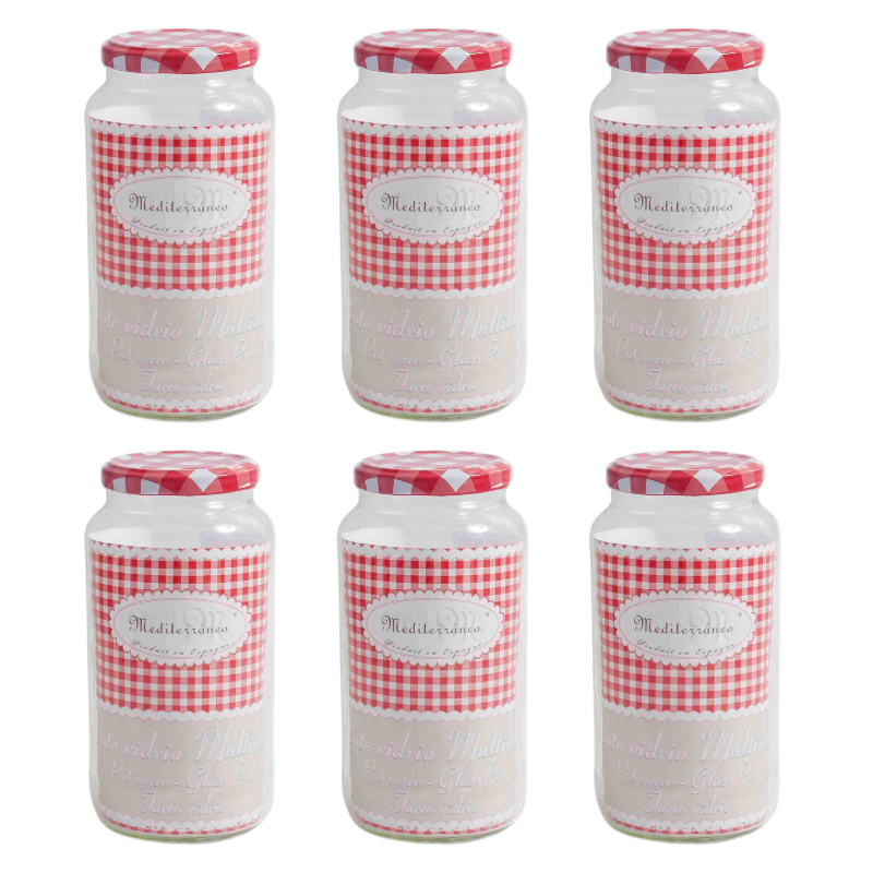 TEMU Set de 6 Botes de Cocina Almacenaje de Cristal, Tarros de Cristal con 250cc, 330cc, 450cc y 1000cc, para lavavajillas