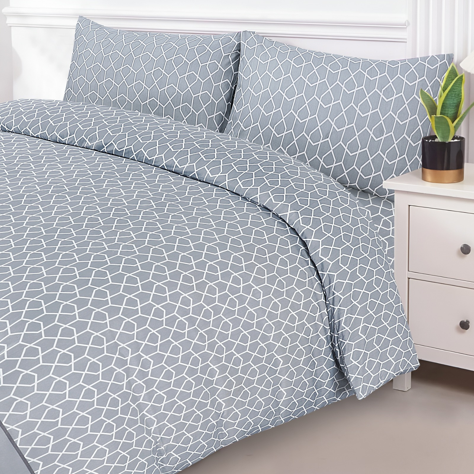 Adam Home 4pcs Printed MF Duvet Sets Complete Bed Set Unique Bedding Sets Printed Bed Set Microfiber Ultra Soft and Non-Allergenic Bedding Duvet Cover Set with Pillow cases