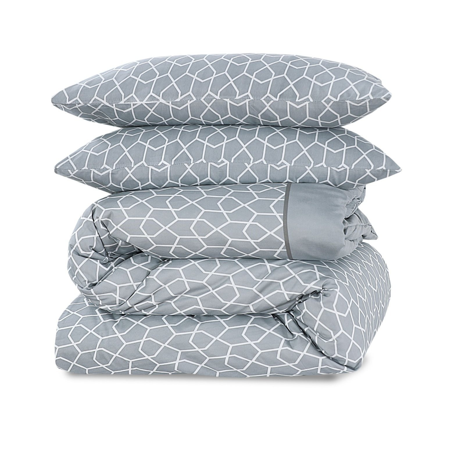 Adam Home 4pcs Printed MF Duvet Sets Complete Bed Set Unique Bedding Sets Printed Bed Set Microfiber Ultra Soft and Non-Allergenic Bedding Duvet Cover Set with Pillow cases