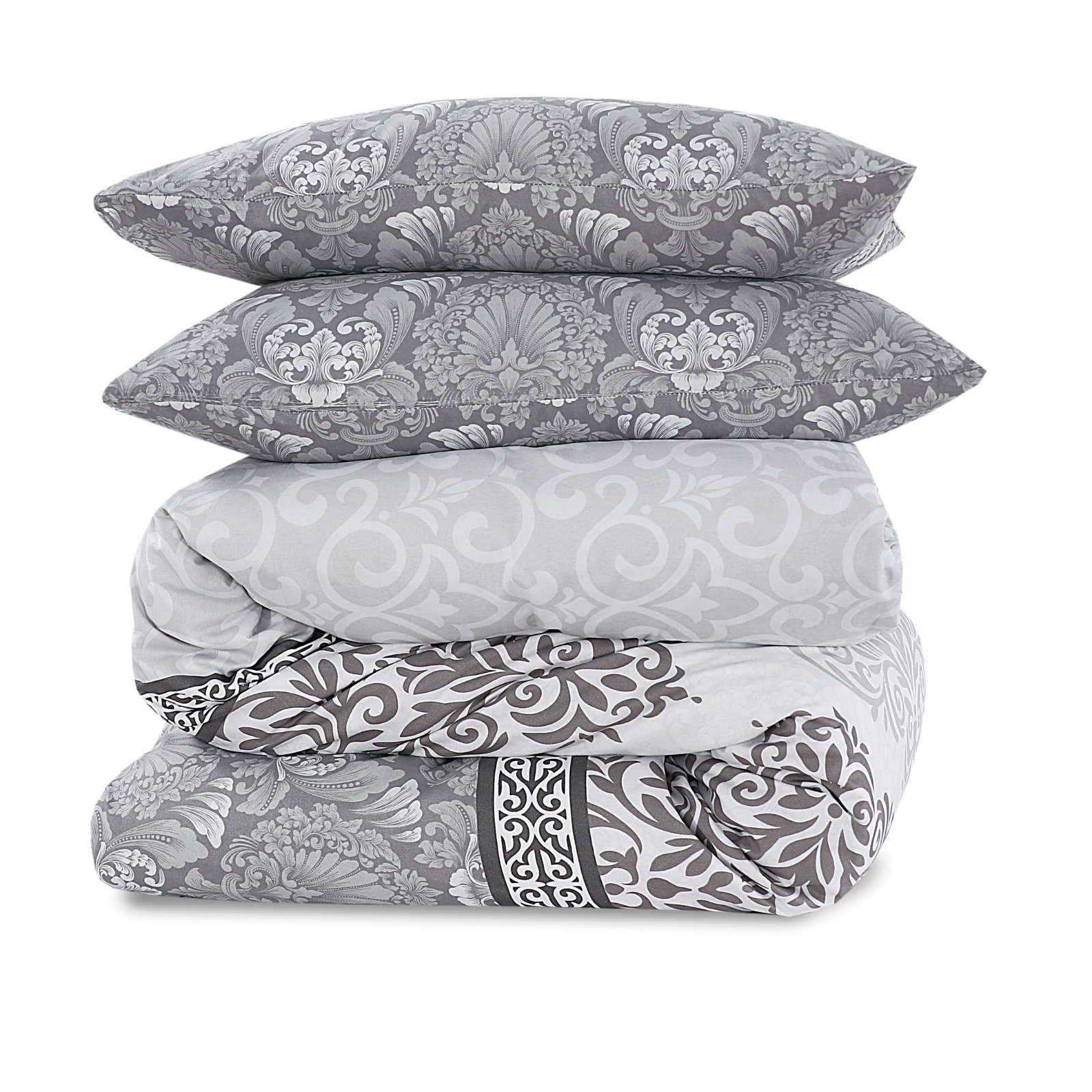 Adam Home 4pcs Printed MF Duvet Sets Complete Bed Set Unique Bedding Sets Printed Bed Set Microfiber Ultra Soft and Non-Allergenic Bedding Duvet Cover Set with Pillow cases