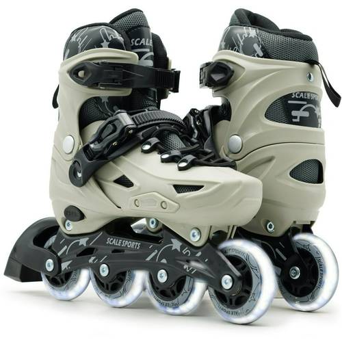 adjustable inline roller skates for kids boys girls teens adults grey design all light up wheels durable aluminum frame 7 bearings comfortable padded boot size adjustable c11 1 m 2 4 5 l 5 7 beginner roller skates for children outdoor indoor inline idea