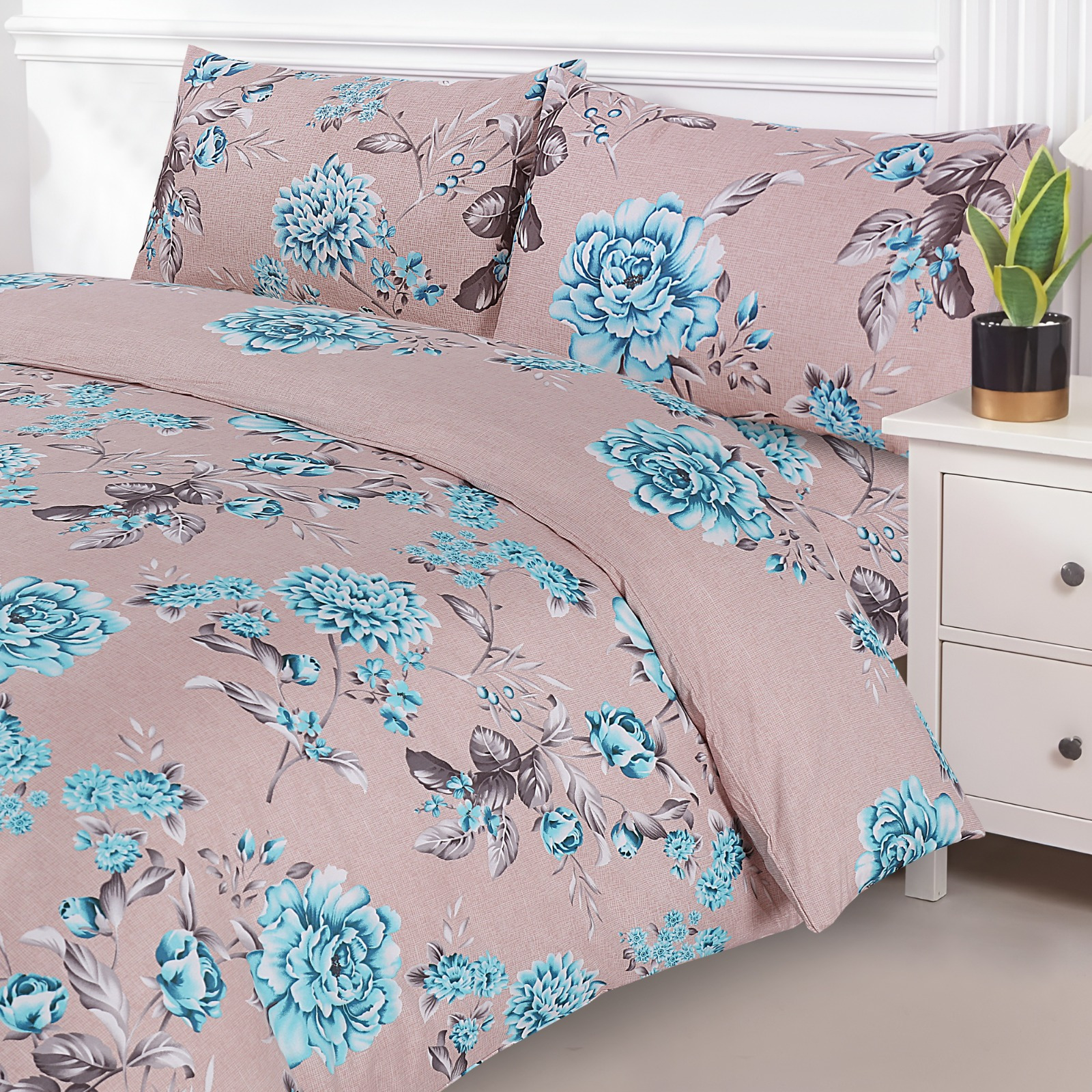 Adam Home 4pcs Printed MF Duvet Sets Complete Bed Set Unique Bedding Sets Printed Bed Set Microfiber Ultra Soft and Non-Allergenic Bedding Duvet Cover Set with Pillow cases