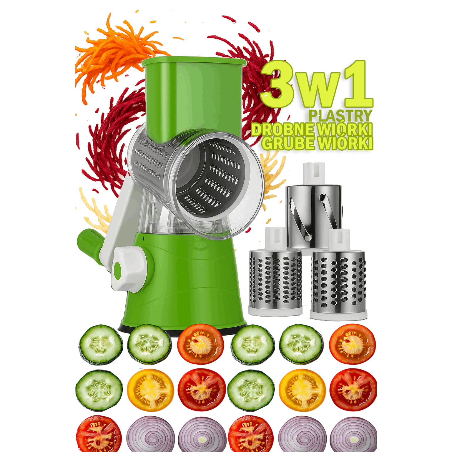 TEMU Grater Machine For Grating Carrots, , Cabbage, 3 Grater Rollers