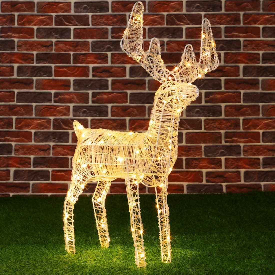 TEMU Bakaji Christmas Luminous Decorations Outdoor Garden 80 Led Lights 3d Christmas Decorations 8m Cable Metal Structure With Timer Height 80 Cm