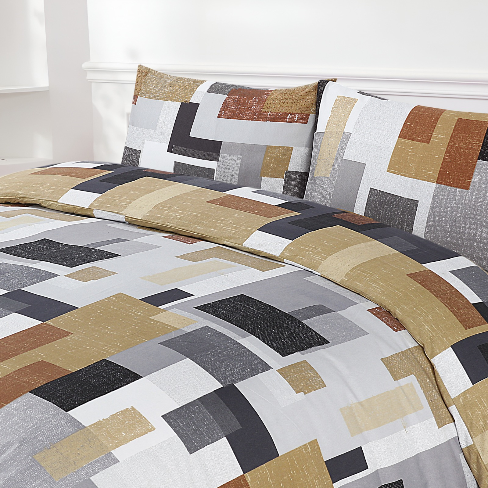 Adam Home 4pcs Printed MF Duvet Sets Complete Bed Set Unique Bedding Sets Printed Bed Set Microfiber Ultra Soft and Non-Allergenic Bedding Duvet Cover Set with Pillow cases