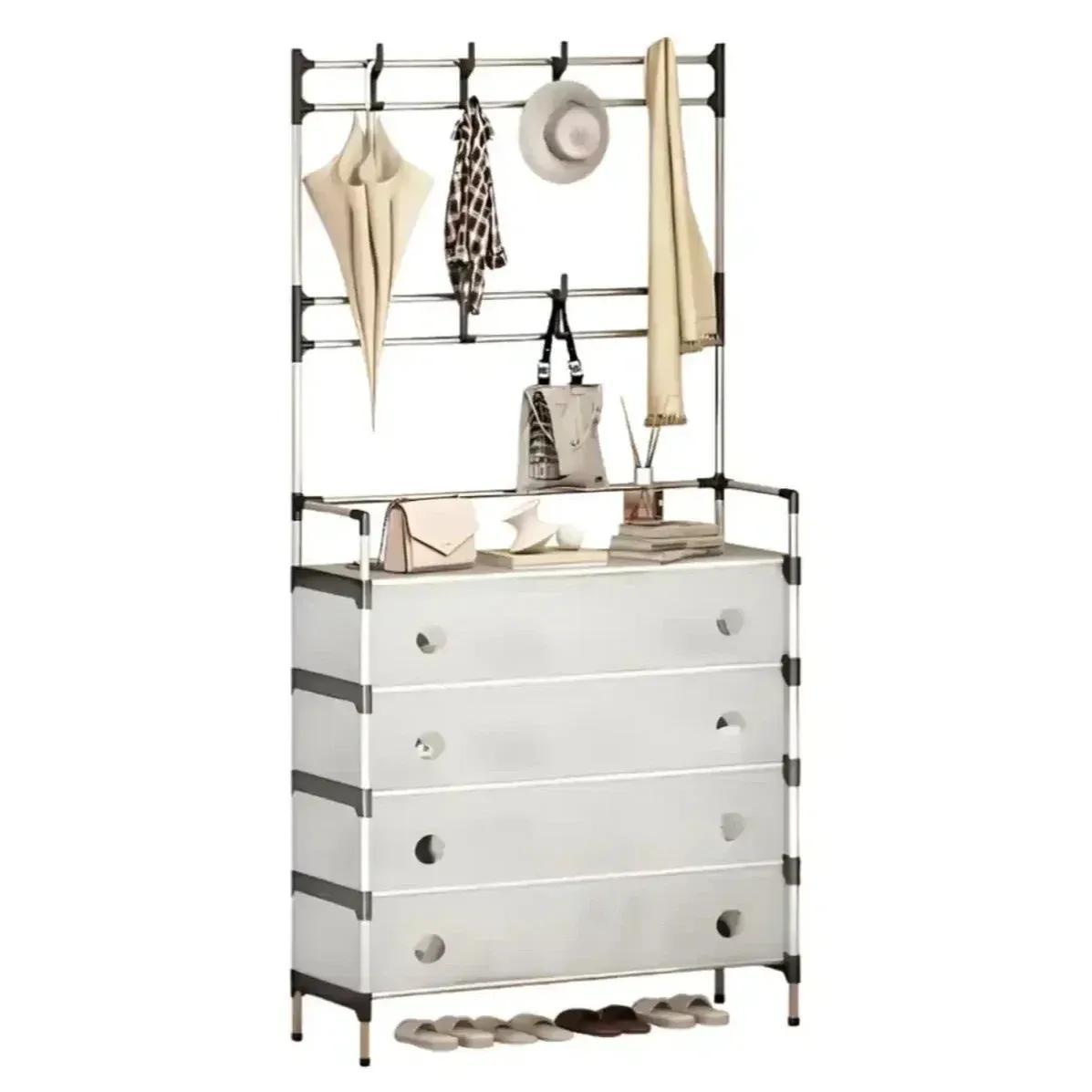 Cecaro Group Multifunctional Coat Rack, 77x35x168 Cm, With Shelves And Shoe Rack