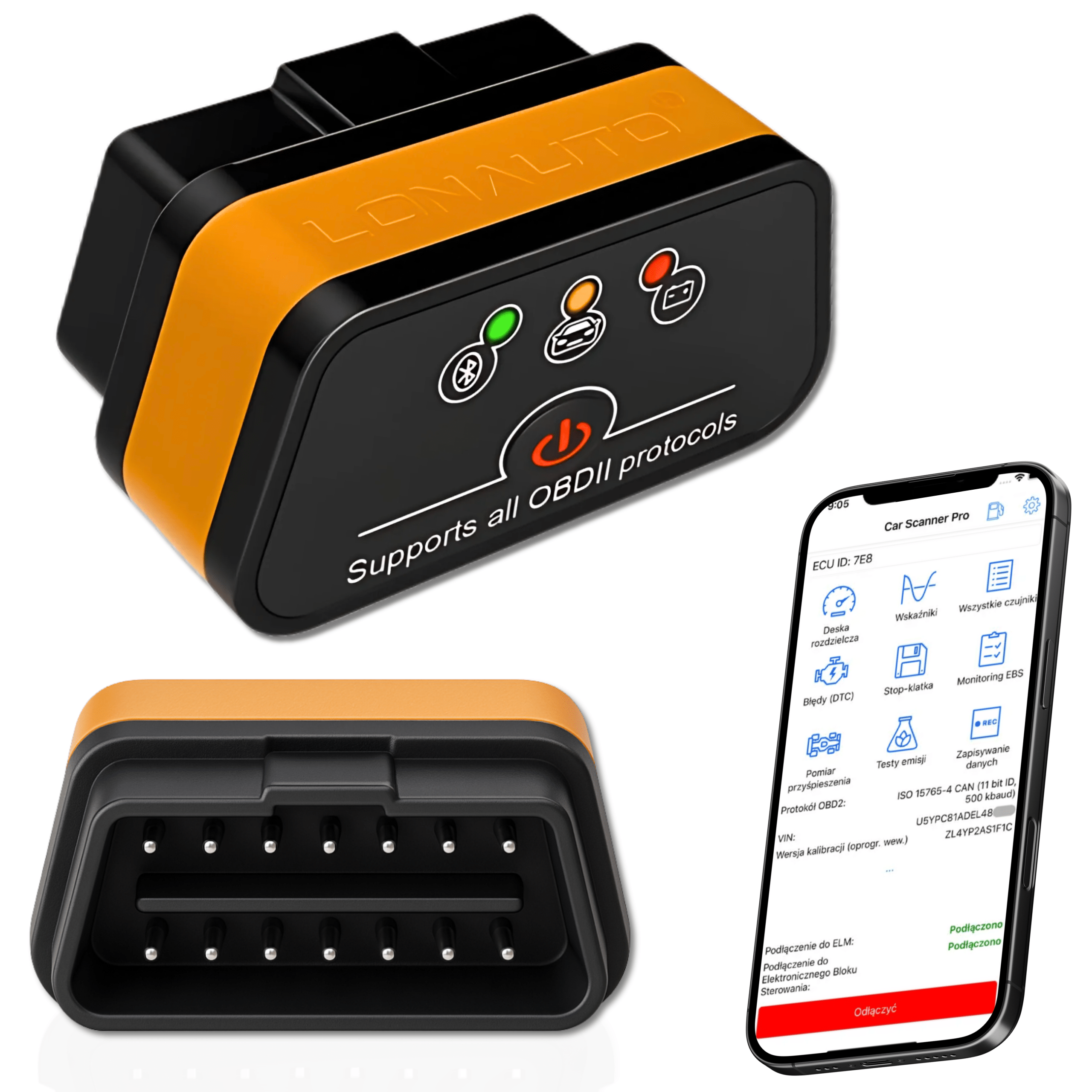 zdjęcie przedmiotu tester interfejsu diagnostycznego     bluetooth 4.0 dla androida i ios – wersja   v2.3