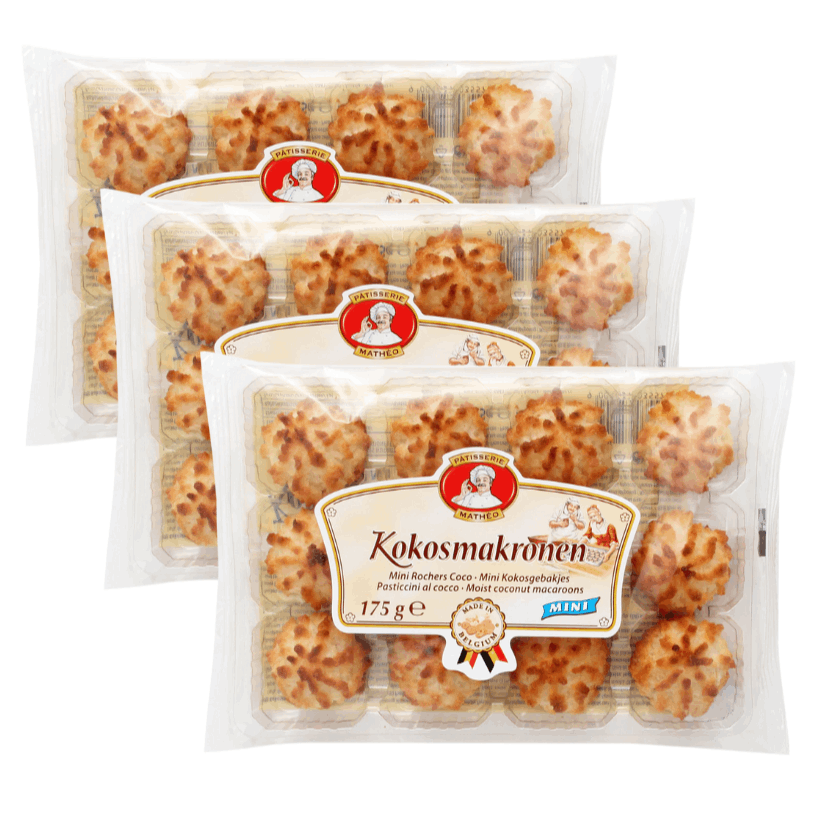 Patisserie Mathéo Mini Coconut Macaroons 175g – Delicate Coconut Pastries – Juicy Mini Coconut Macaroons In A 3-pack | 3 X 12 Pieces