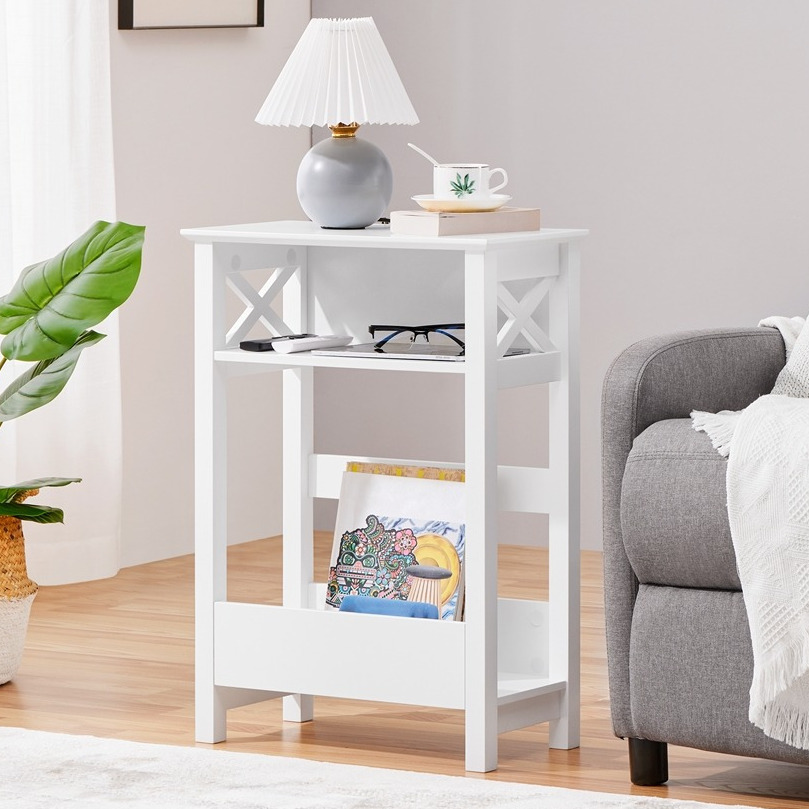 TEMU Costoffs Sofa Side Table With Storage Shelf, 3 Tier Slim End Table Modern Sofa Table For Narrow Spaces, Living Room, Lounge, Study, Hallway, ,