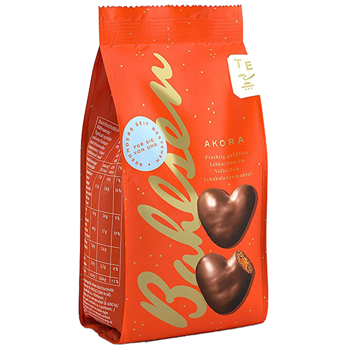 Bahlsen Akora Whole Milk Gingerbread Hearts With Fruit Filling 150g
