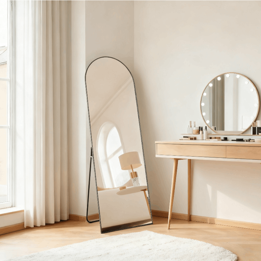 E-shop Ganzkörperspiegel 159x49.5cm ,Spiegel ,Standspiegel mit Alurahmen & Sicherheitsglas, stehend oder wandmontiert,Spiegel für Yoga,Für Flur,