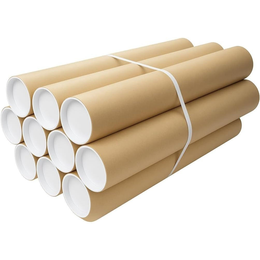TEMU Episent A1 Postal Tubes With Lids – Pack Of 5, Heavy-duty Cardboard Mailing Tubes, 630mm X 50mm Poster Tubes With Plastic End Caps, Secure