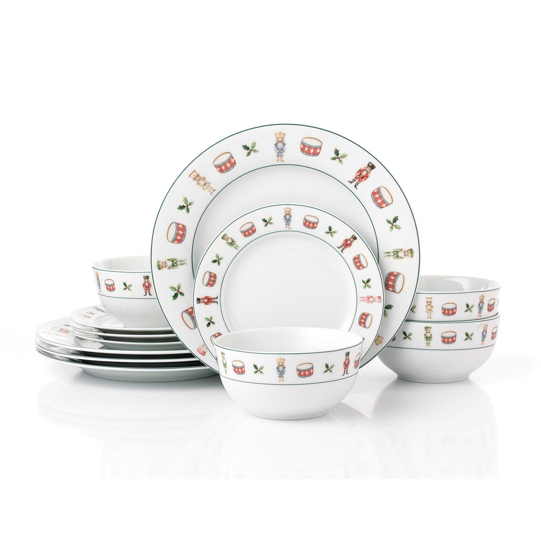 TEMU Nutcracker Xmas Porcelain Dinner Set, 12pcs
