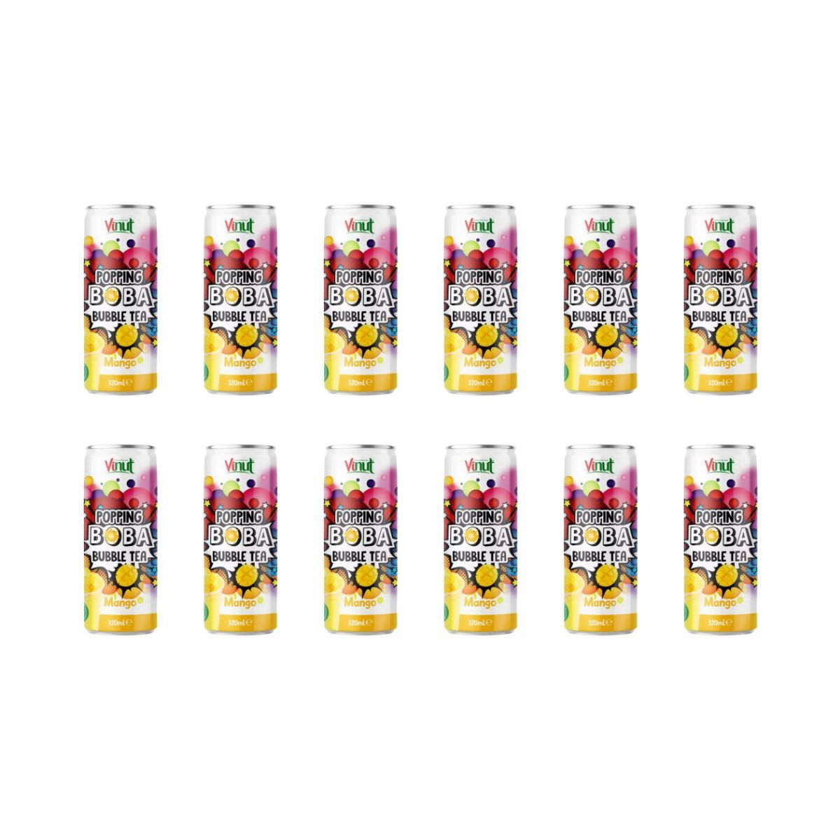 Popping Boba Bubble Tea Drink Mango Cult Drink 320ml 12-pack