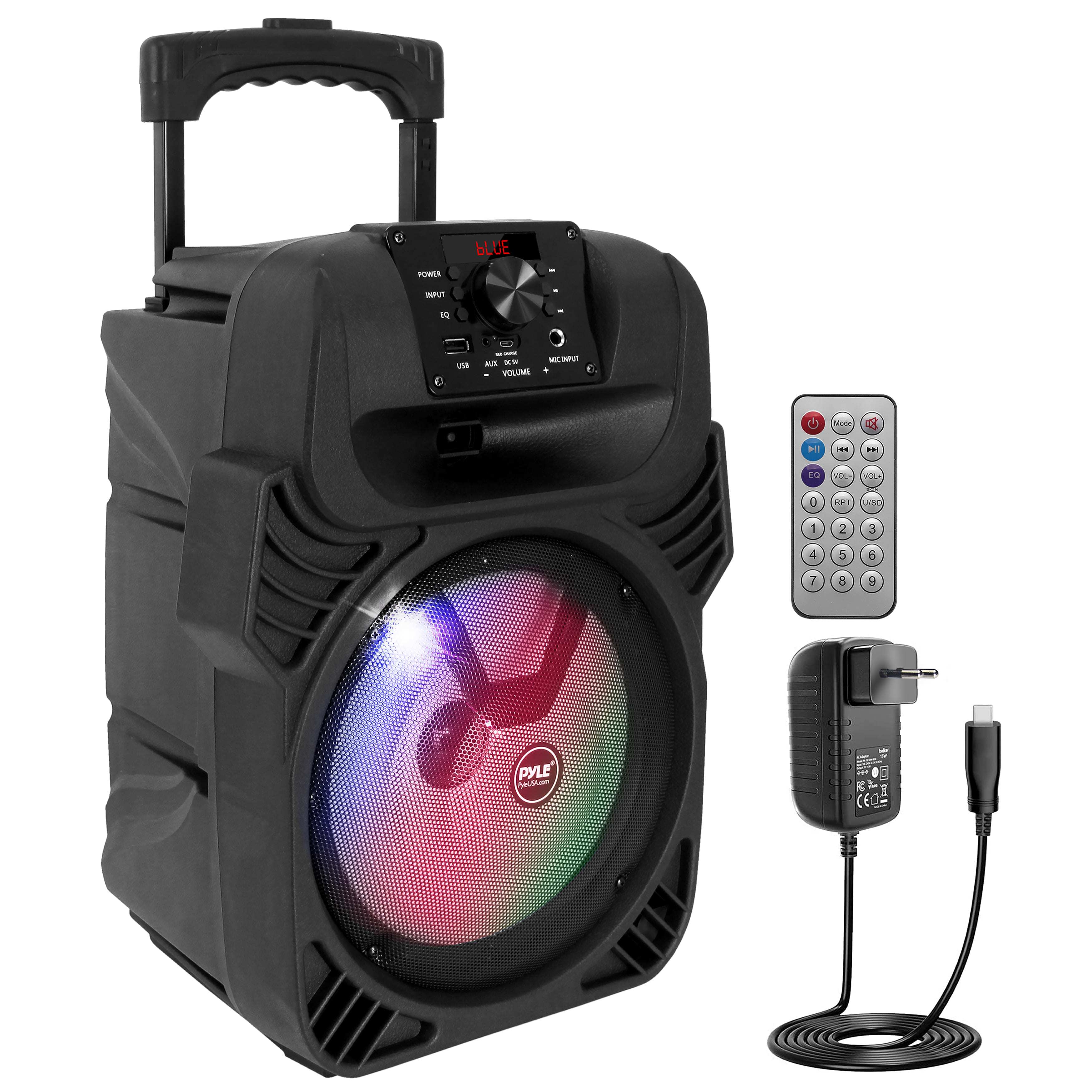 Image of Pa Bluetooth Speaker, Music Box, Party Box, Karaoke Machine 300w, 8" Subwoofer, 4 Ohm/55-20khz, Usb/mp3/fm-radio/ 6. Microphone , Led Party Lights, Battery & Remote Control
