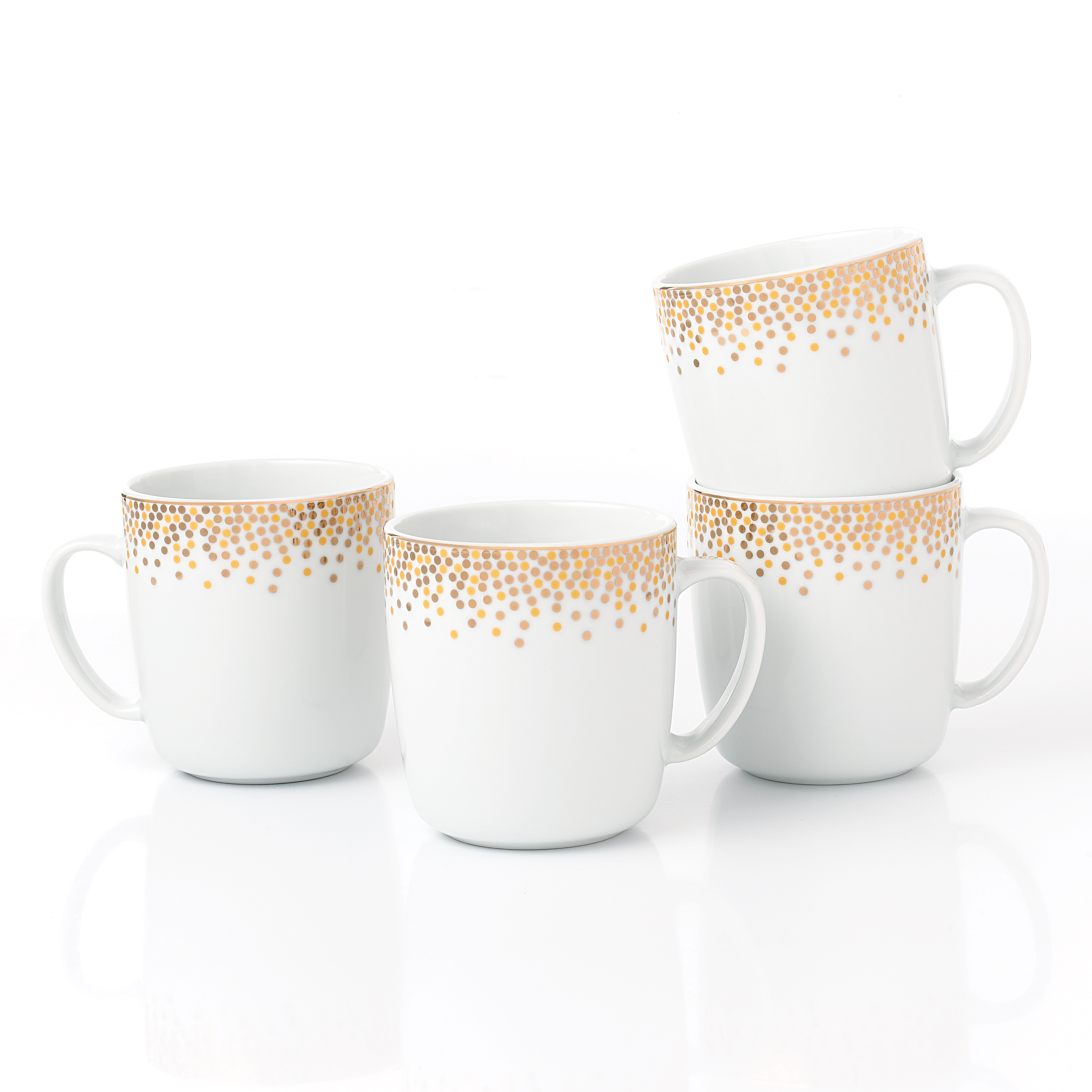 Waterside 4pcs Gold Sparkle Porcelain Mugs: retailer-supplied image