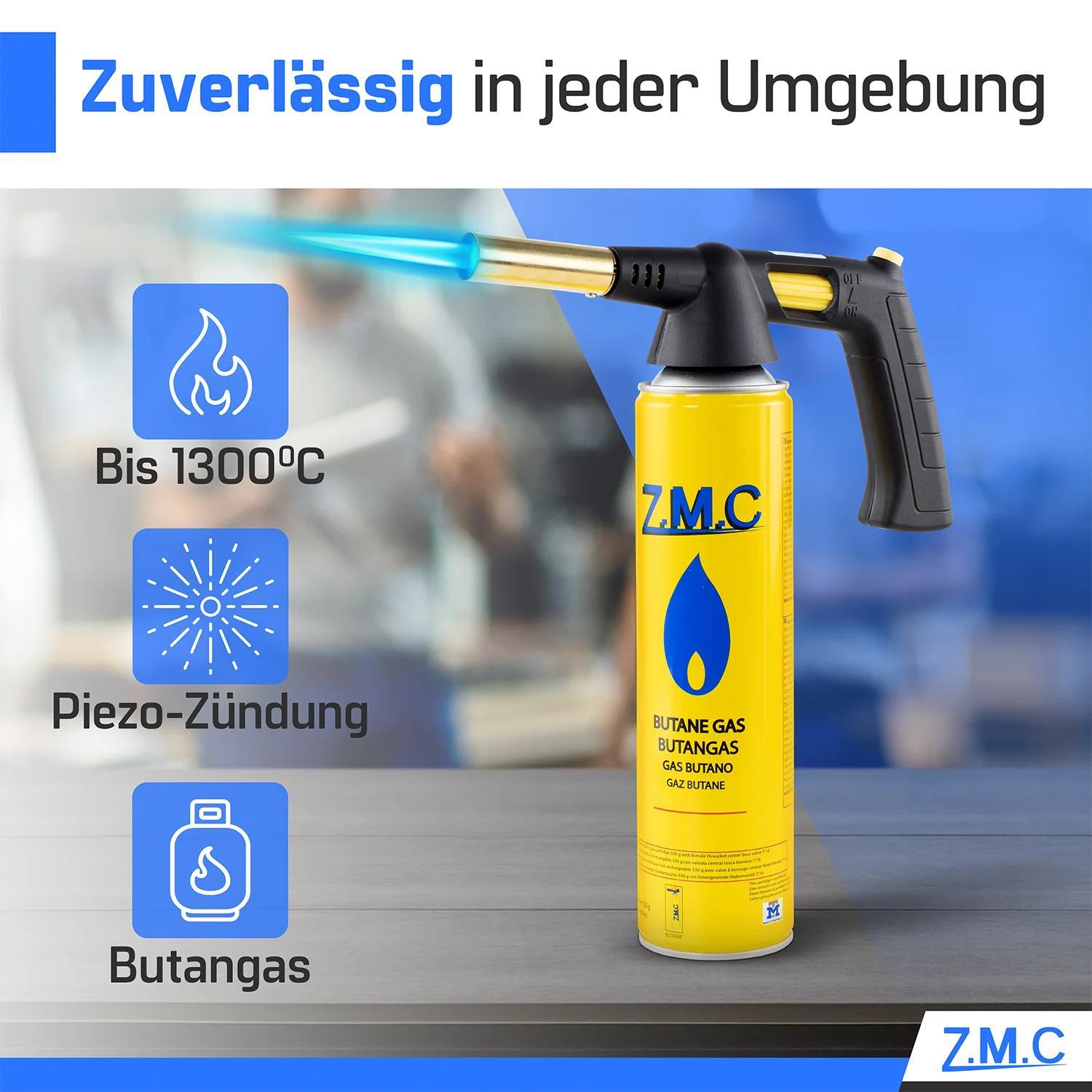 Z.M.C Gasbrander 1,3 KW 4 Gaspatronen 190 G, Flambeerbrander Tot 1350 C Bunsenbrander Soldeerbrander Branderopzetstuk Keukenbrander Met Instelbare Vlam 688880611