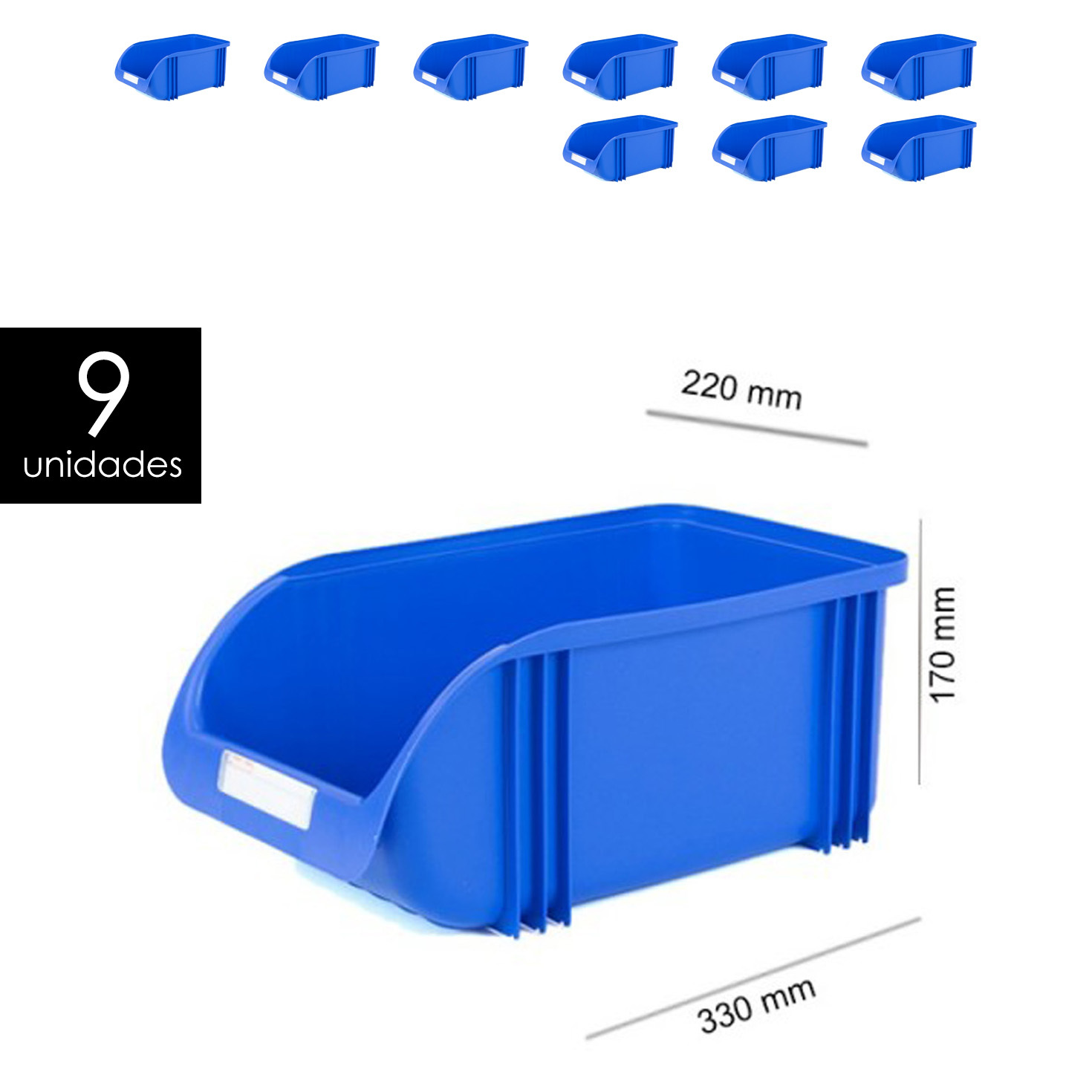 TEMU PLASTIKEN Pack 9 Unidades Gaveta Apilable Azul 21 Cm 21 cm x 33 cm x 17 cm. Organizador Tornillos, Cajones Apilables, de plástico.