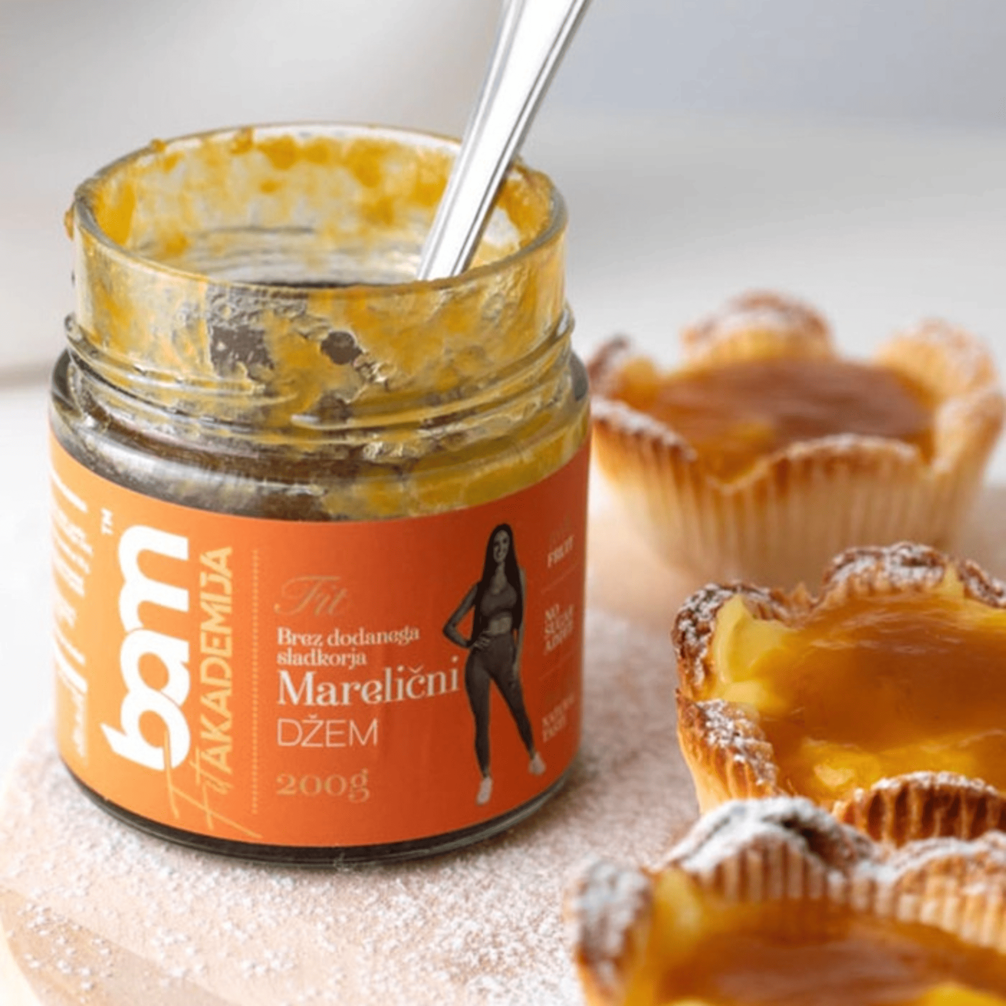 Bam Apricot Jam 200 g No Added Sugar – Naturally Sweetened, No Preservatives, No Artificial Colors – For Dessert, Breakfast, Snack, Vegans, Diabetics, Healthy Food Lovers – Sugar-free Jam