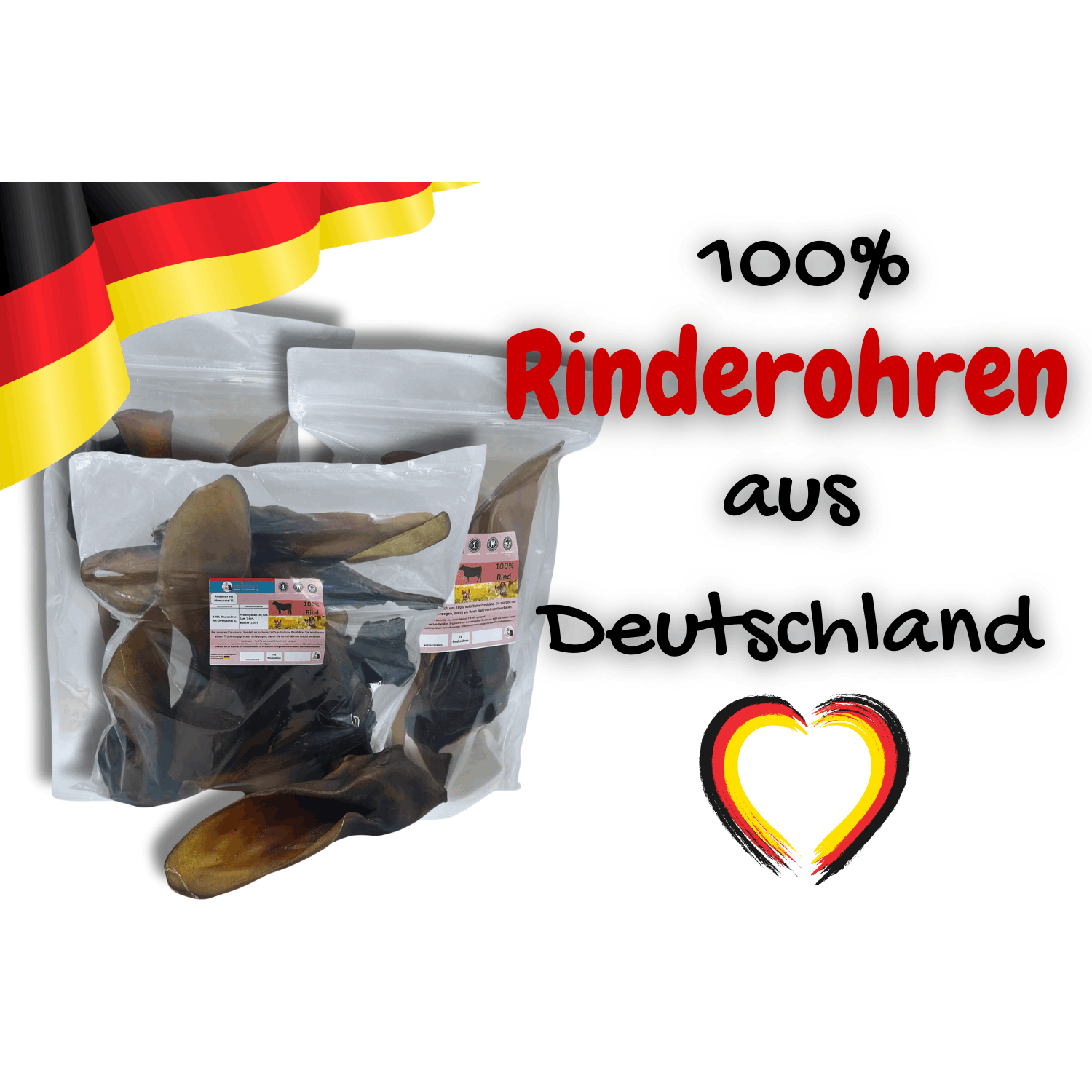 Cow Ears Xl With Ear Shell For Dogs, 100% Cow From Germany, Gently Dried, Natural Chew Article, Snack, Healthy Chewing Fun, Kallisbest - Love For , Sizes