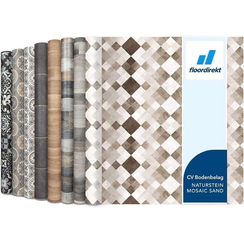 Floordirekt Sand Vinyl Flooring - Extra Abrasion-resistant Pvc Flooring - Brown/beige - Widths & Lengths Up To 10 M - For Kitchen, Living Area & Bathroom - Durable & Easy To - To Install