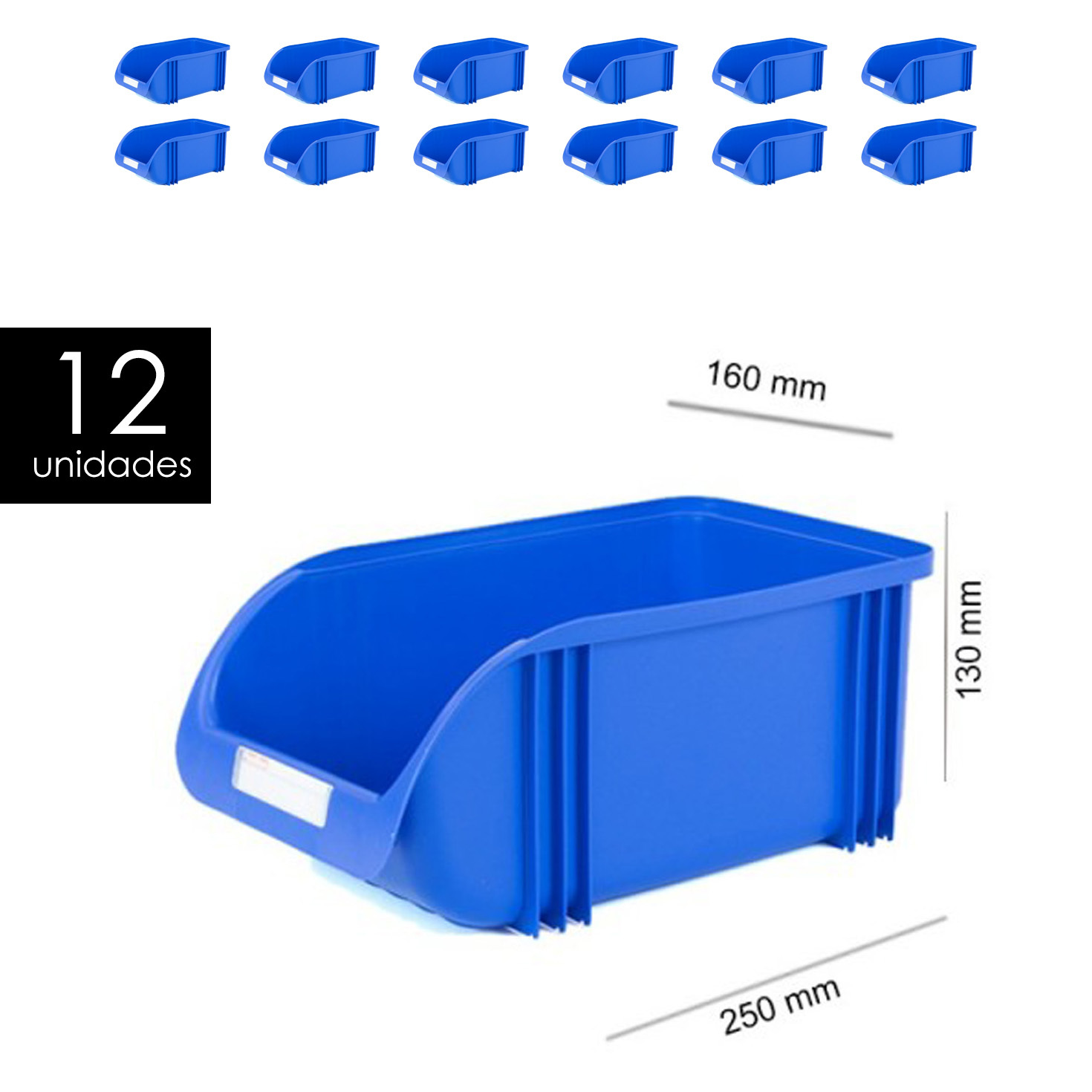 TEMU PLASTIKEN Pack 12 Unidades Gaveta Apilable Azul 16 cm x 25 cm x 13 cm. Organizador Tornillos, Cajones Apilables, de plástico.