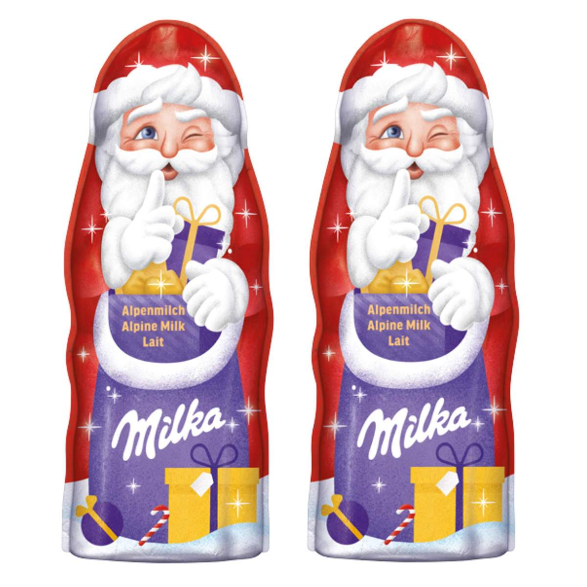 Image of Milka Santa Claus With Delicate Alpine Milk Chocolate 90g 2-pack
